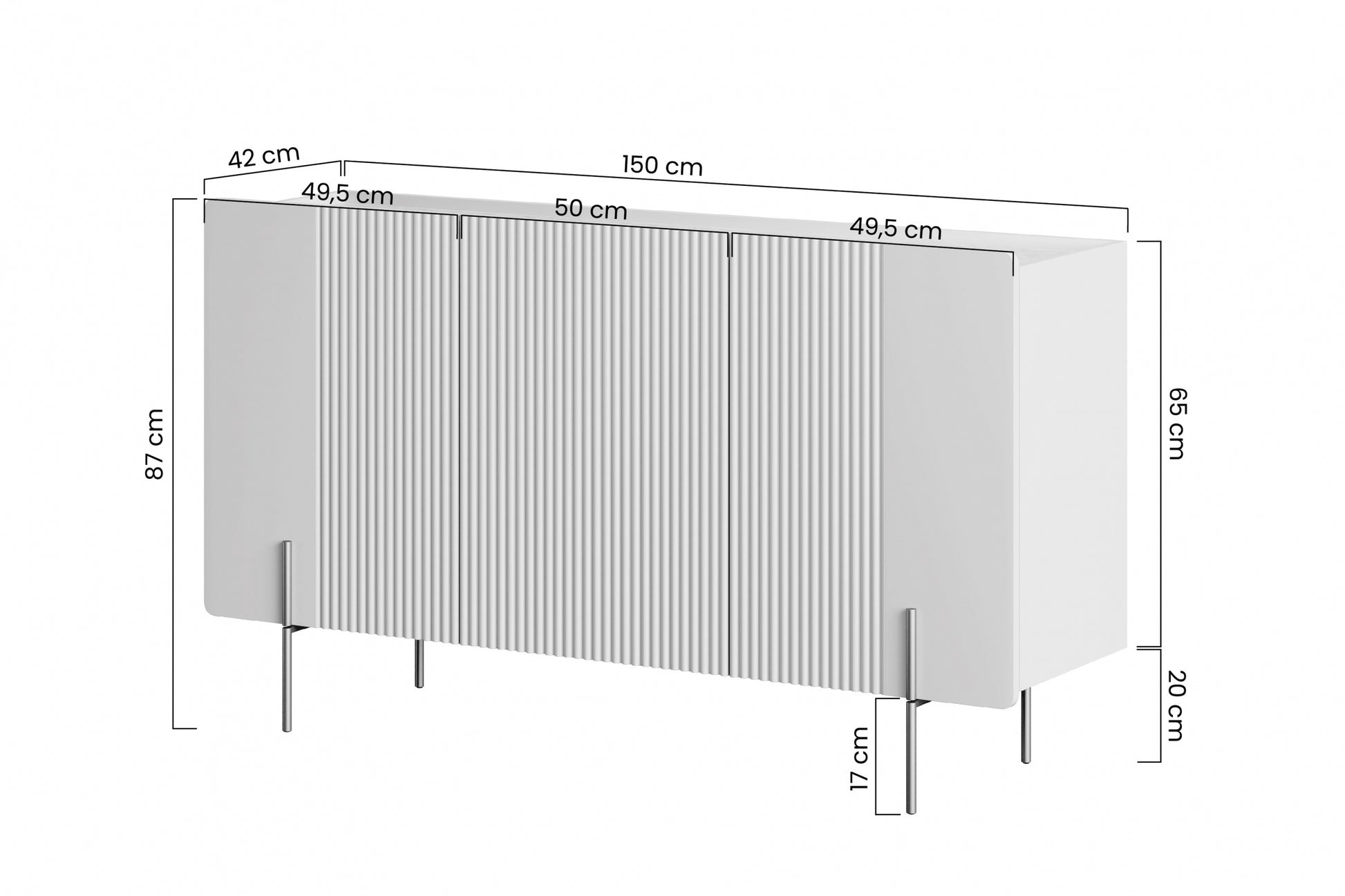 Kumode Dersi 150/87/42 cm kašmirs/melns - N1 Home