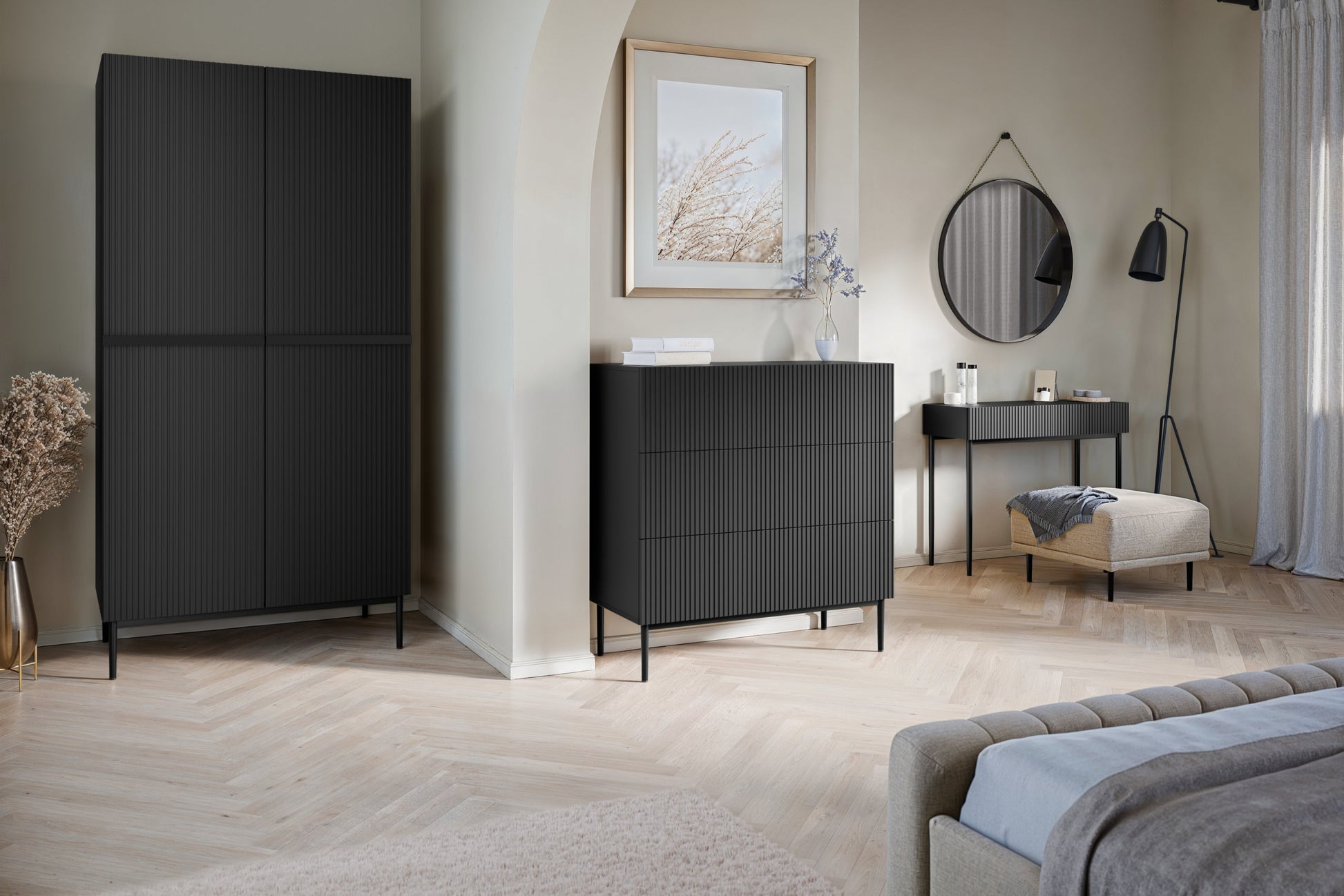 Kumode Austin 100/105/45 cm melns/melns - N1 Home