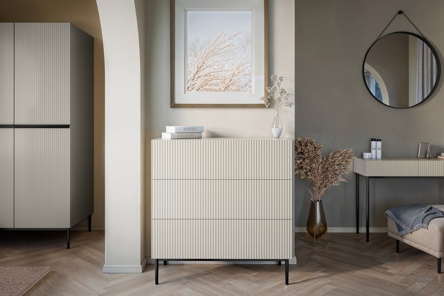 Kumode Austin 100/105/45 cm kašmirs/melns - N1 Home