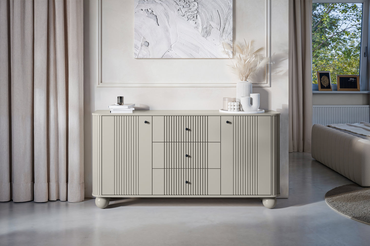 Kumode Vespa 160/82/38 cm kašmirs/melns - N1 Home