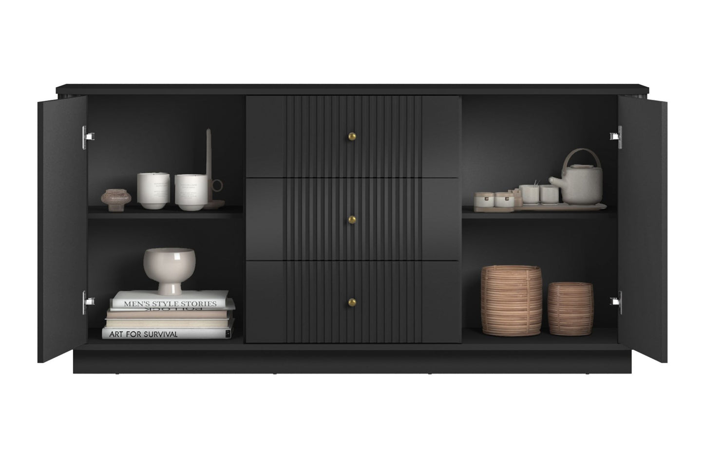 Kumode Vespa 160/77/38/ cm melns/zelts - N1 Home