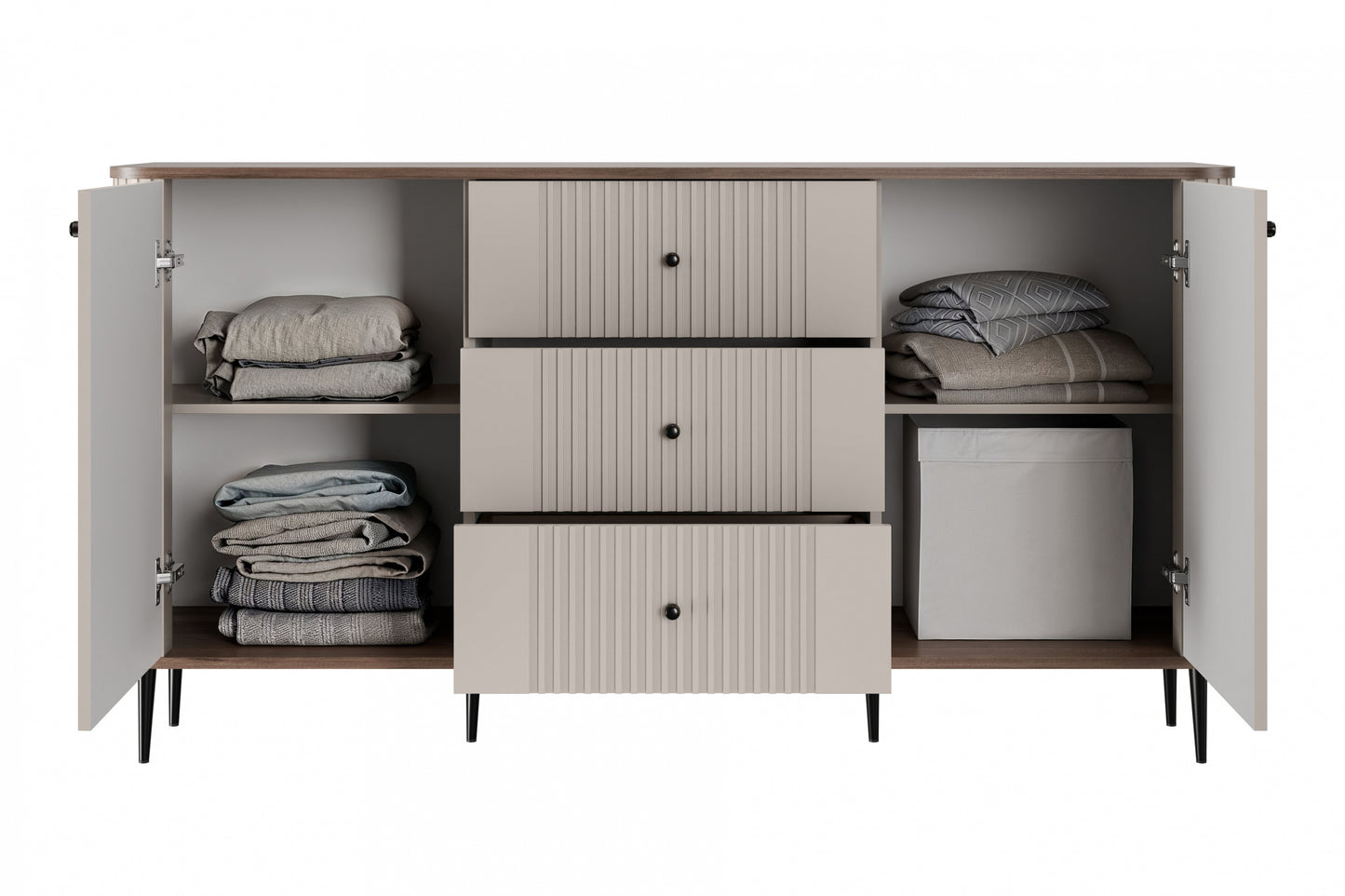 Kumode Vespa 160/85/38 cm kašmirs/ rieksts/melns - N1 Home