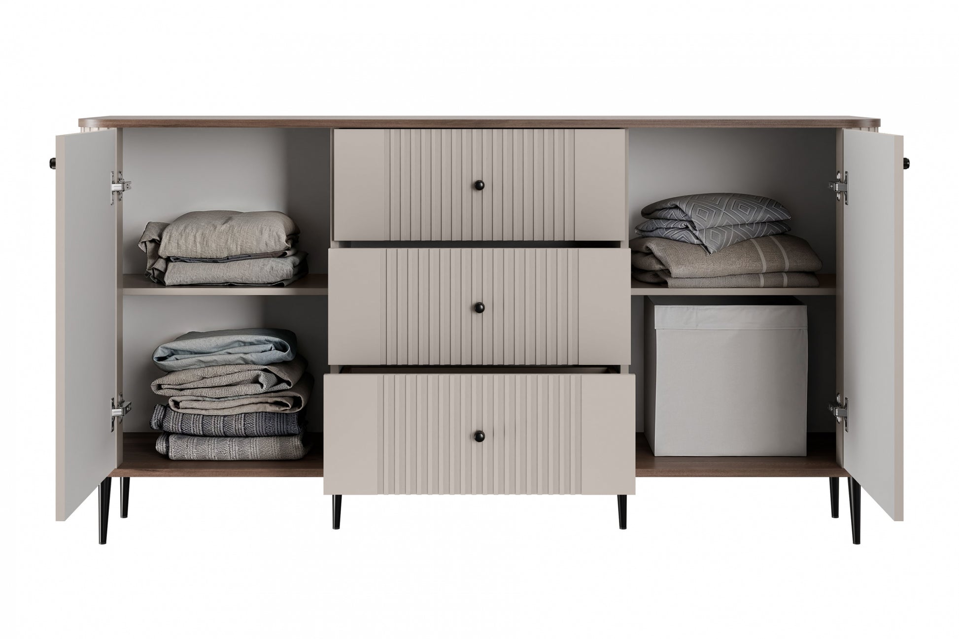 Kumode Vespa 160/85/38 cm kašmirs/ rieksts/melns - N1 Home