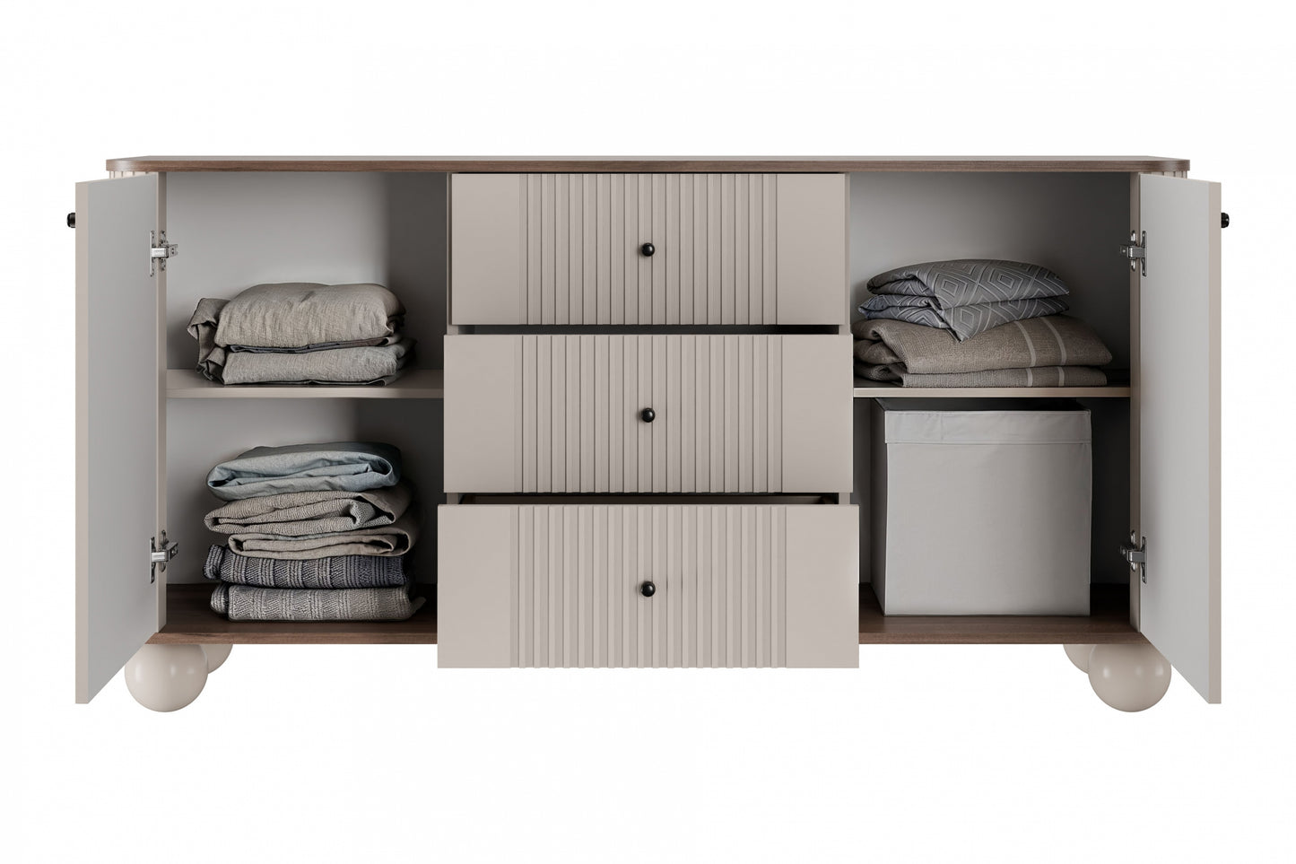 Kumode Vespa 160/82/38 cm kašmirs/rieksts/melns - N1 Home