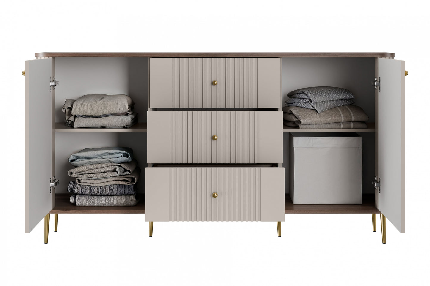 Kumode Vespa 160/85/38 cm kašmirs/rieksts/zelts - N1 Home