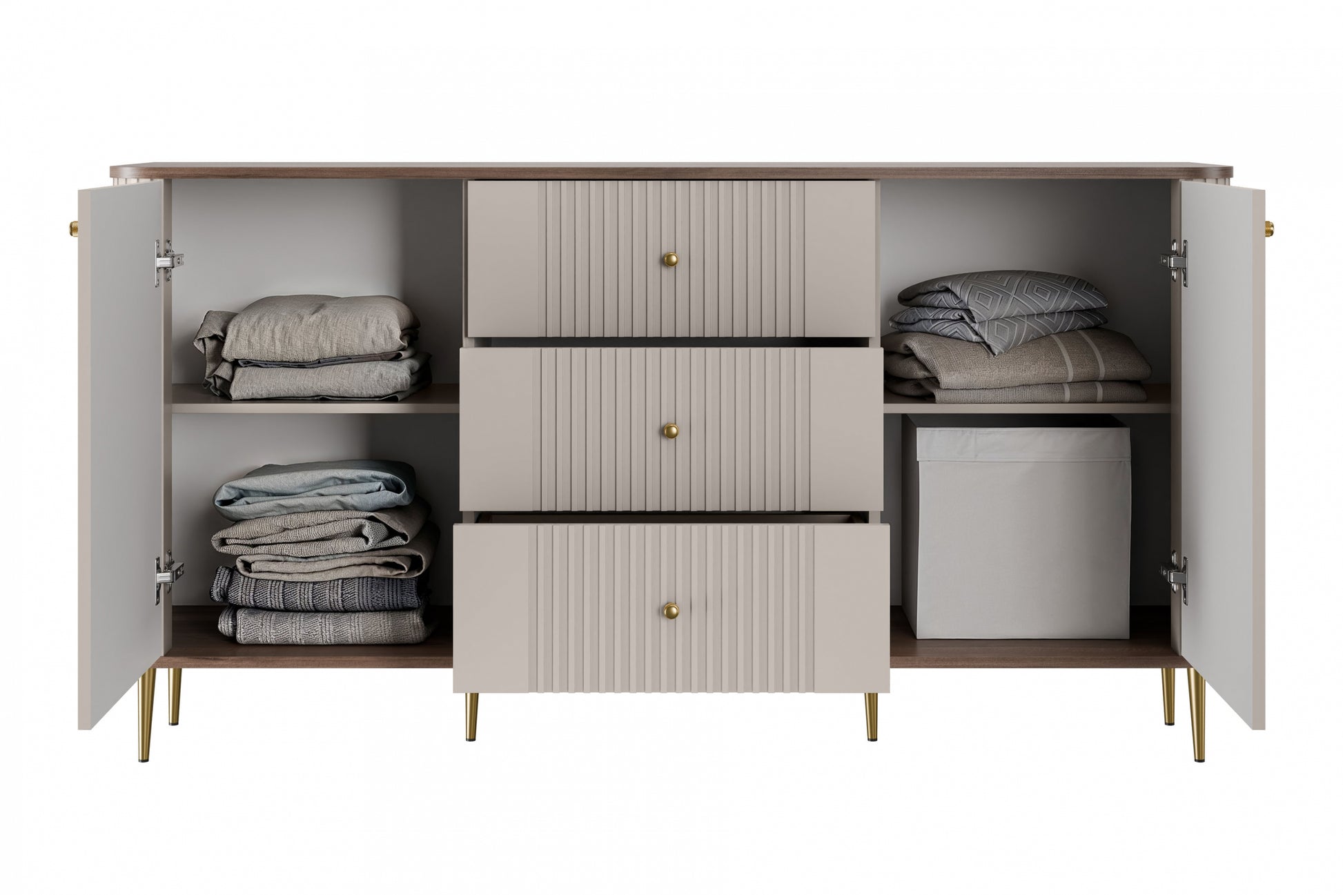 Kumode Vespa 160/85/38 cm kašmirs/rieksts/zelts - N1 Home