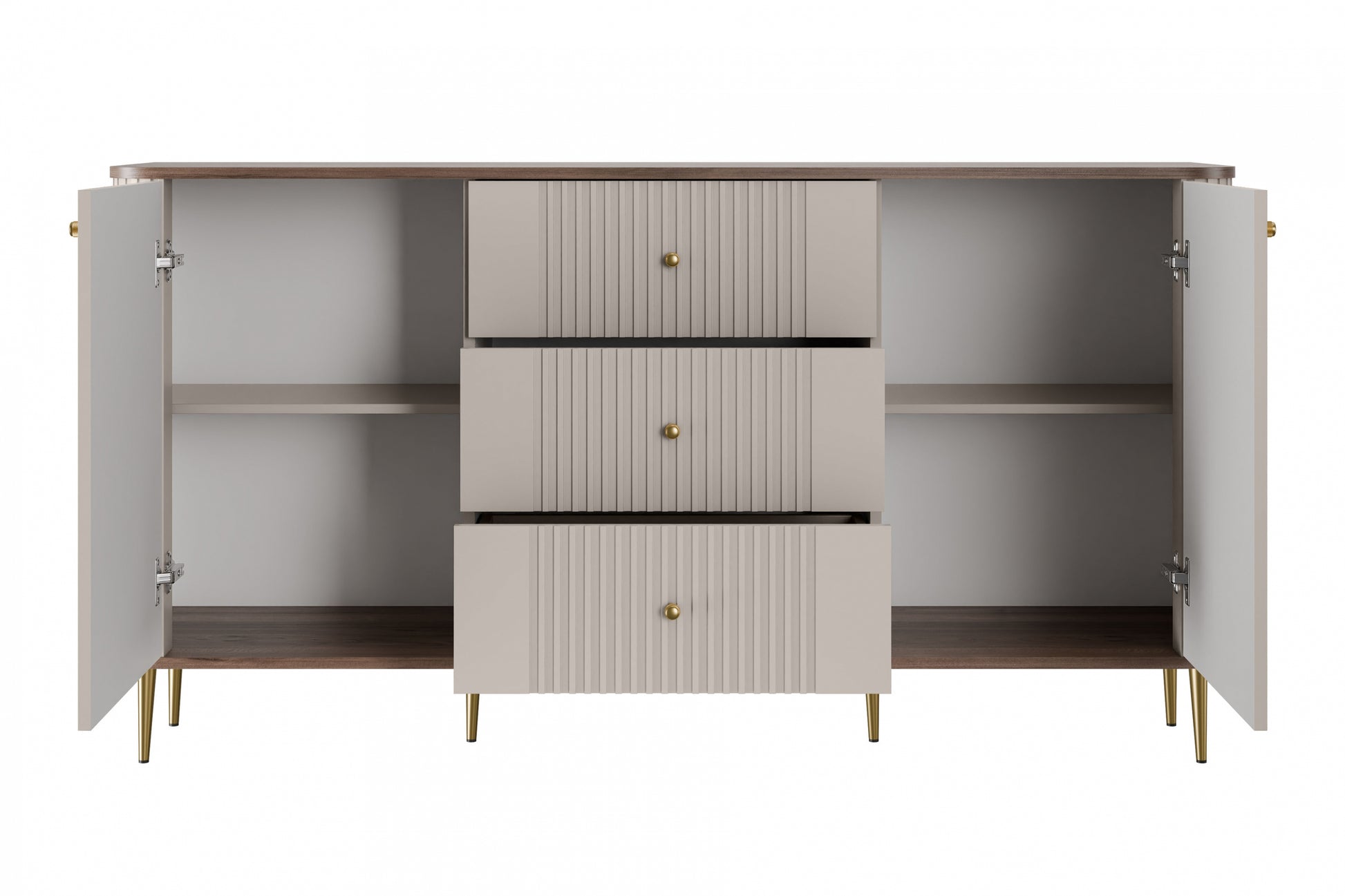 Kumode Vespa 160/85/38 cm kašmirs/rieksts/zelts - N1 Home