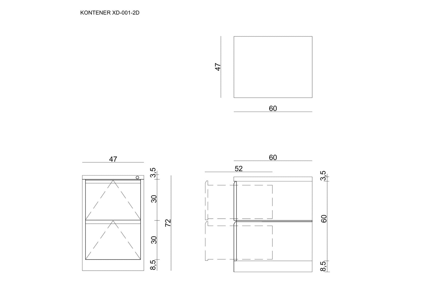 Biroja kumode RUDS S 72/47/60 cm pelēks - N1 Home