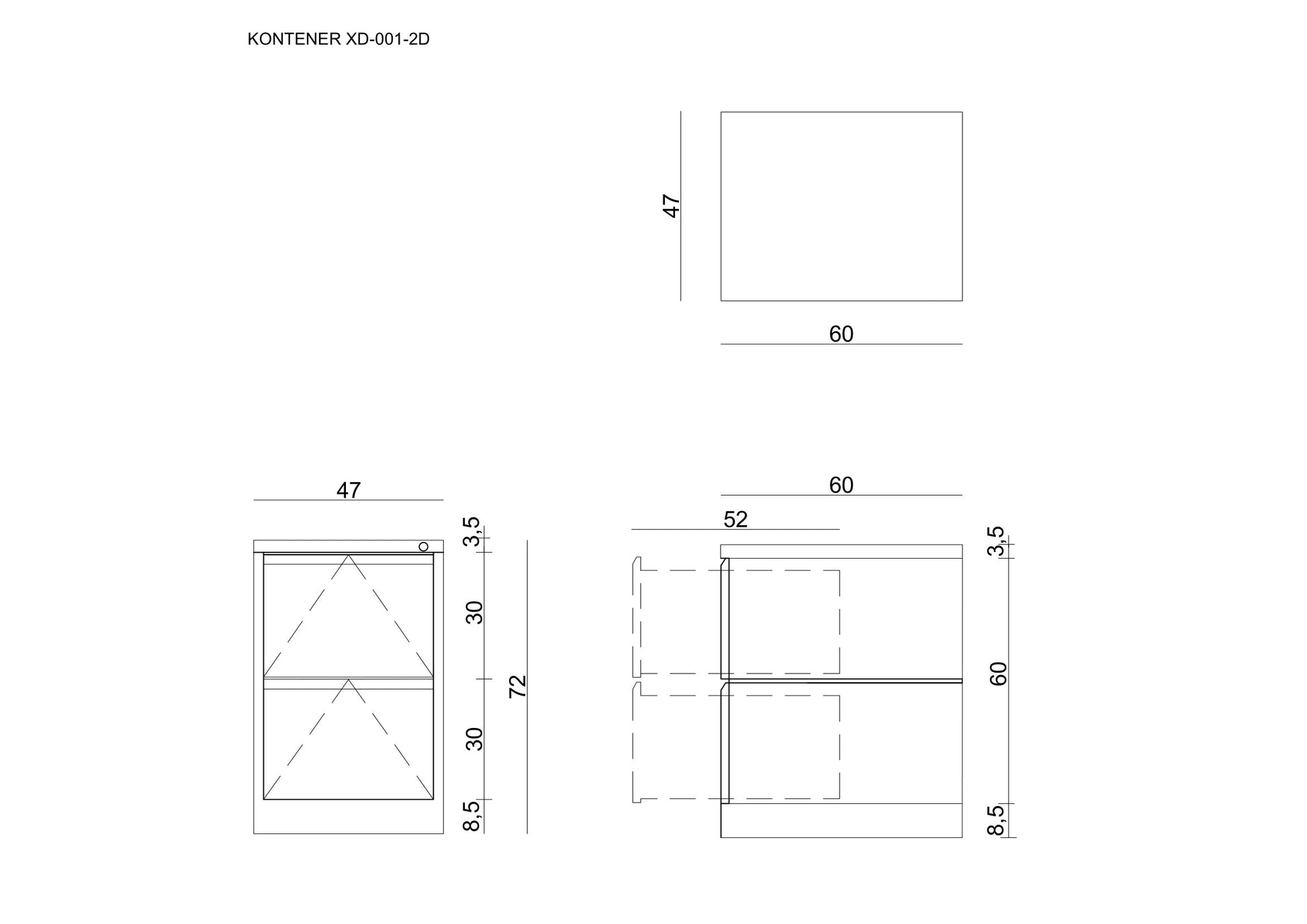 Biroja kumode RUDS S 72/47/60 cm balts - N1 Home