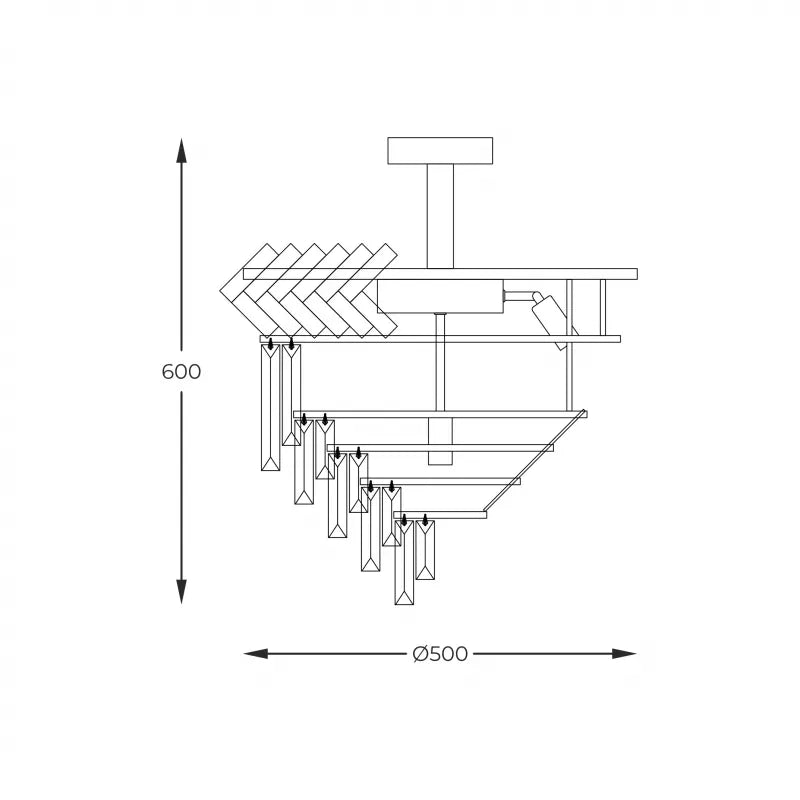 Piekaramā lampa Lija 60/50/50 cm zelts