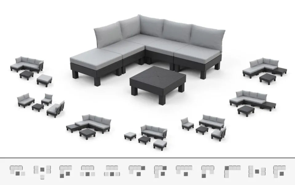 Modulārs dārza dīvāns Elema grafīts - N1 Home