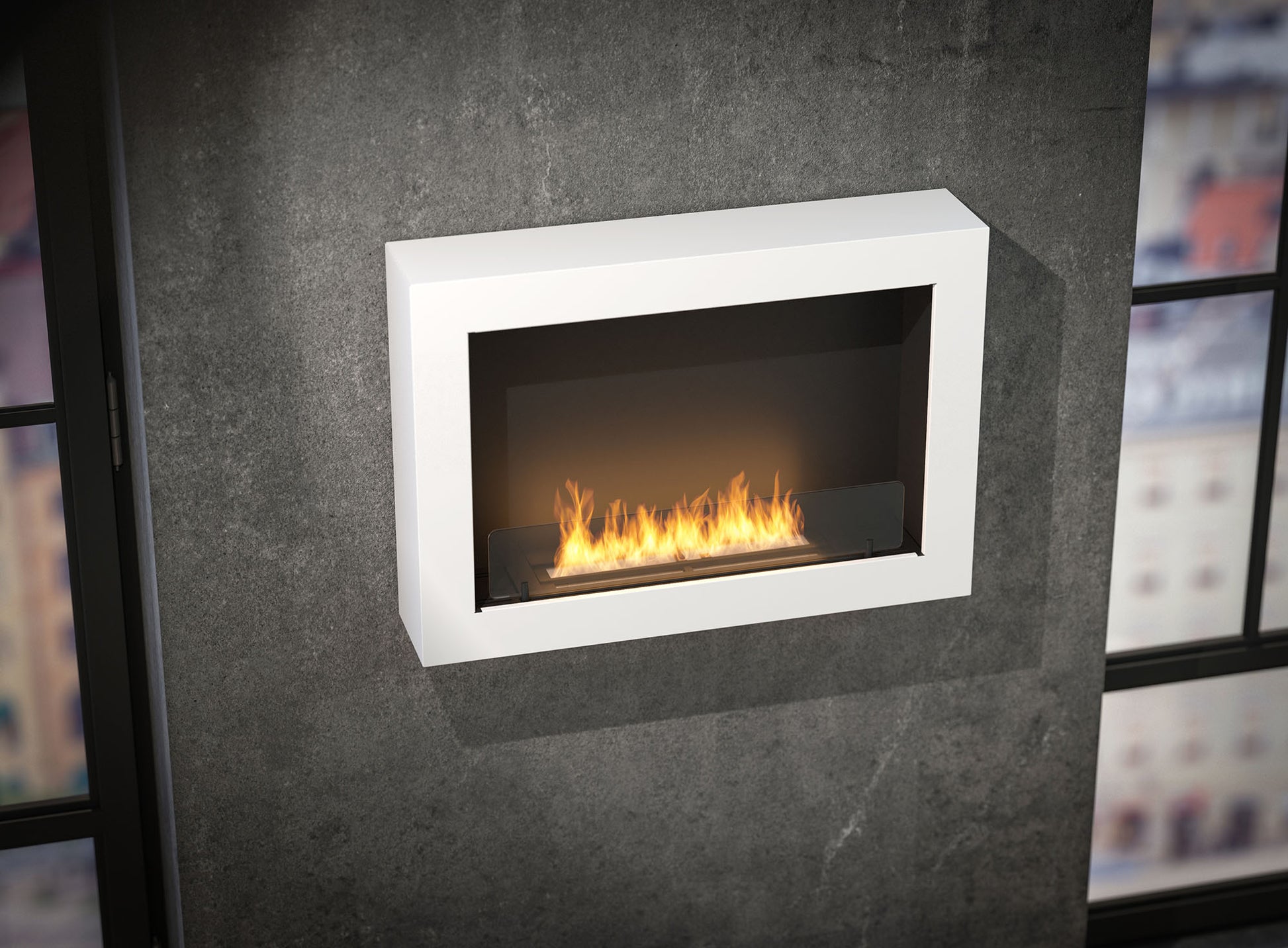 Biokamīns Mura 80/56/16;100/56/16/120/56/16 cm balts - N1 Home