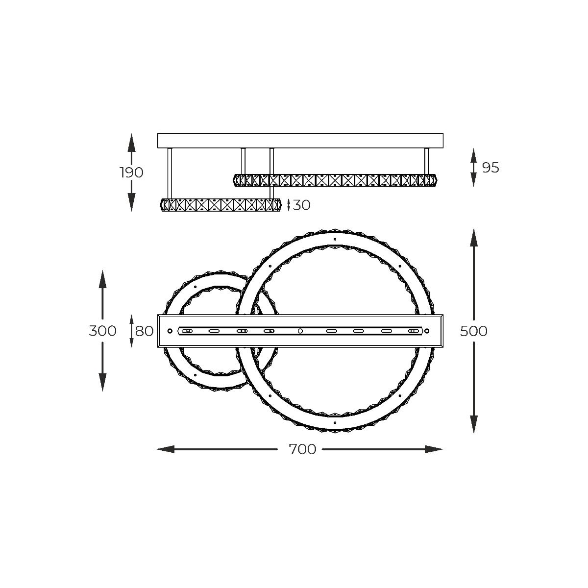 Piekaram lampa Graff 70/19/50 cm hroms