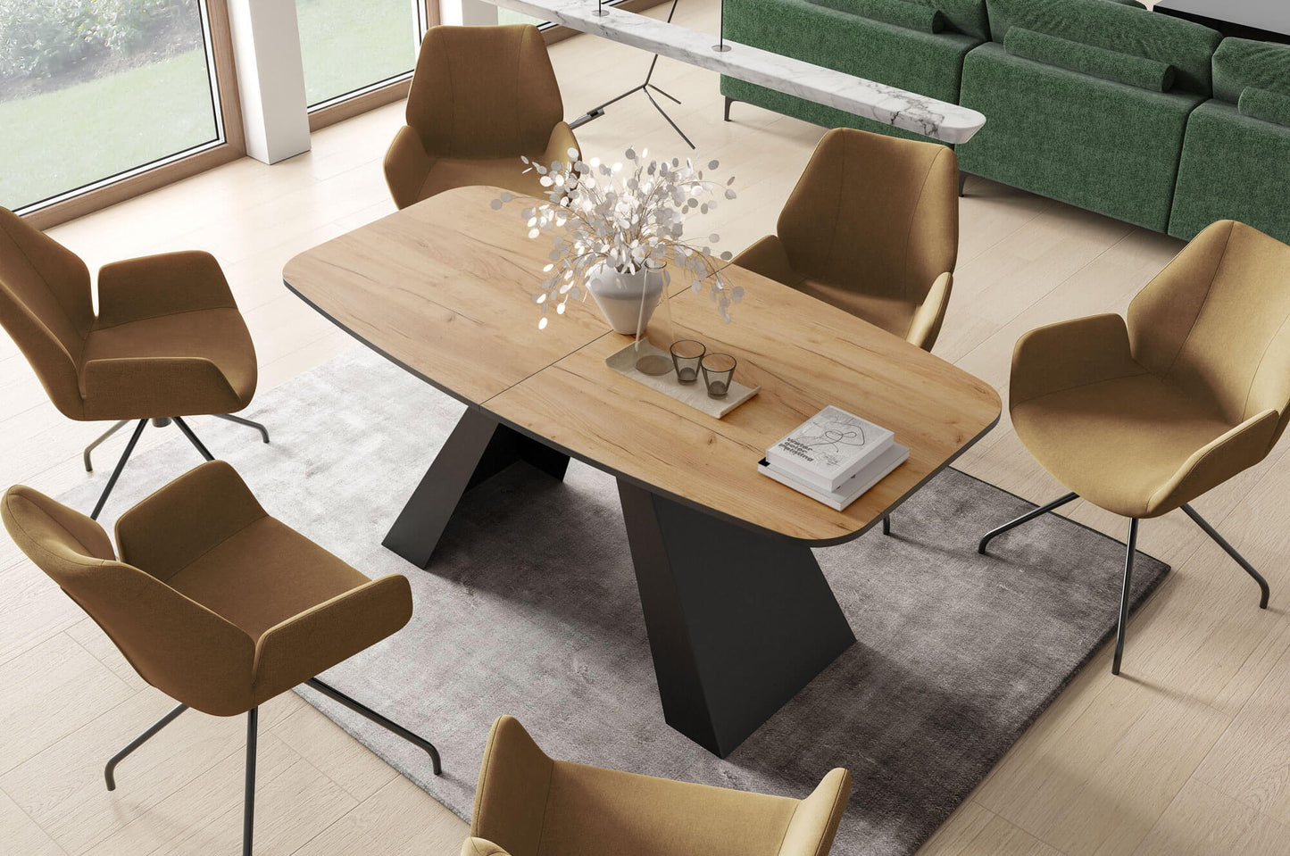 Galds Myra 160/76/80 cm kraft zelts ozols - N1 Home