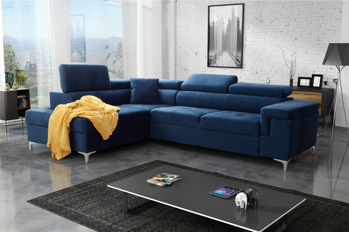 Dīvāns EGO L  kreisais stūris 274/76-98/202 cm zils - N1 Home