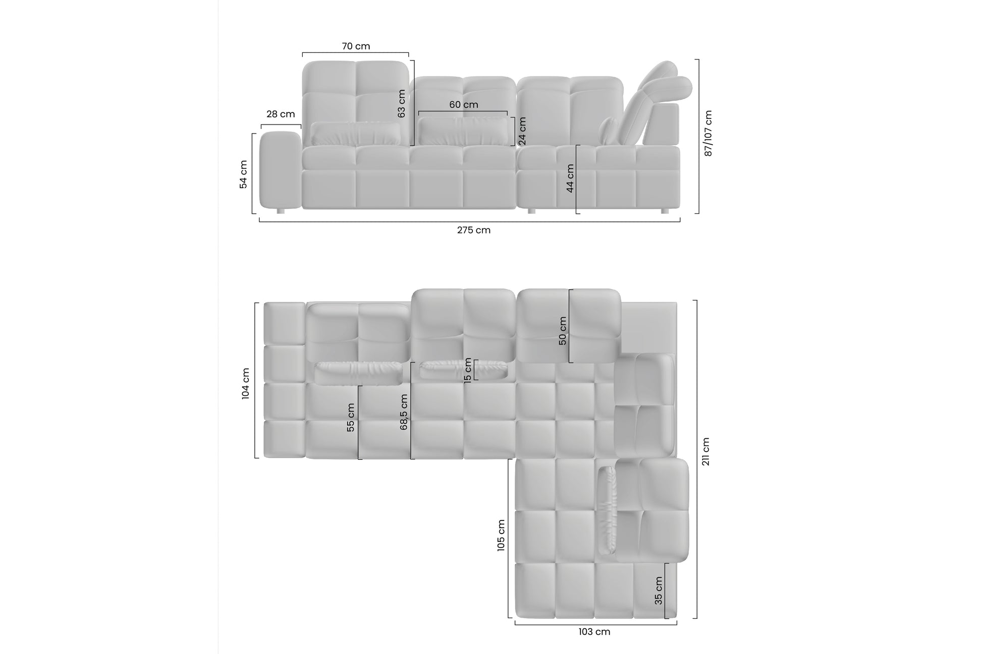 Dīvāns Marseille L 275/87/211 cm Vogue 9 Amber - N1 Home