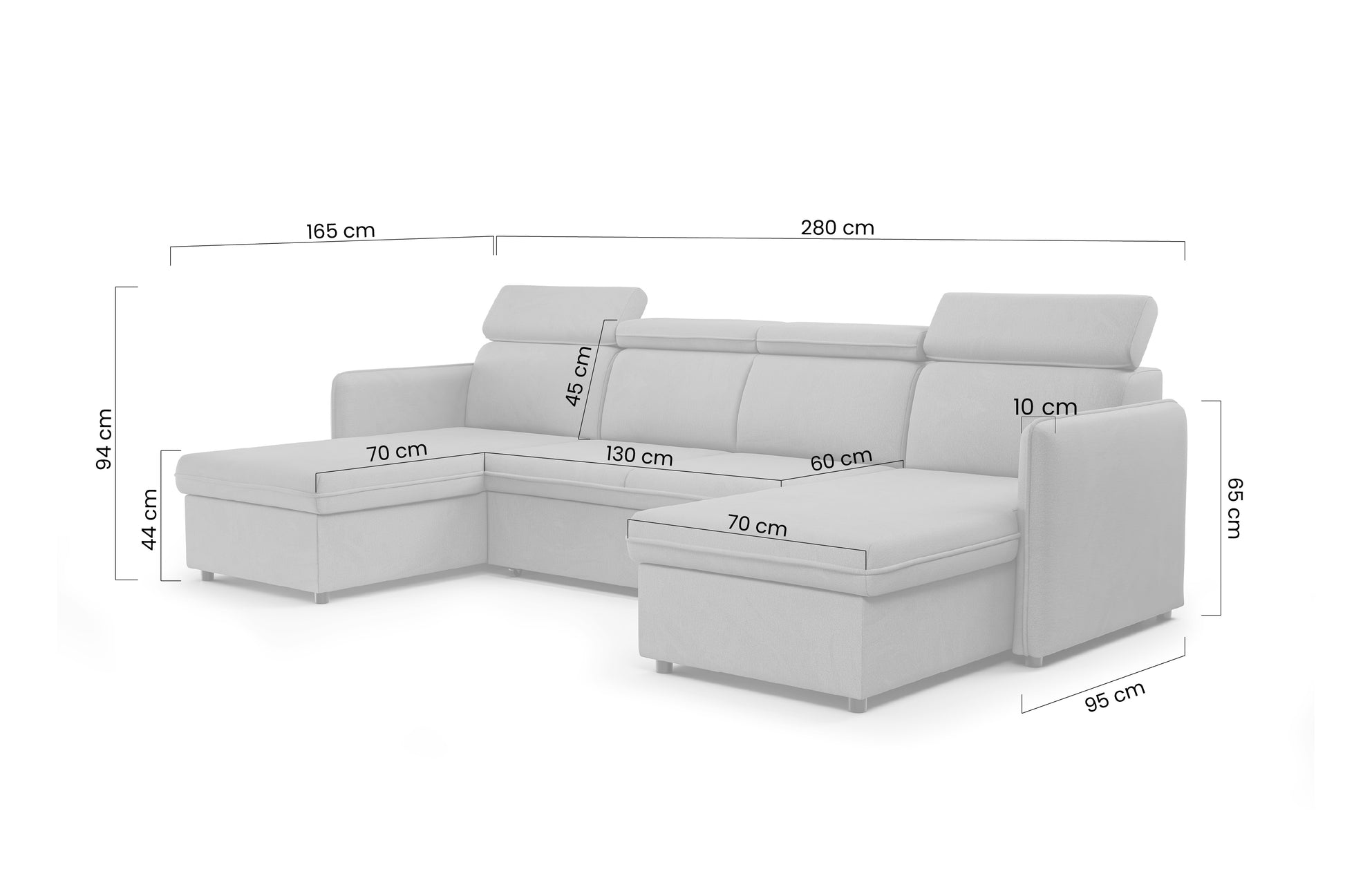 Dīvāns Barce 280/94/165 cm bēšs - N1 Home