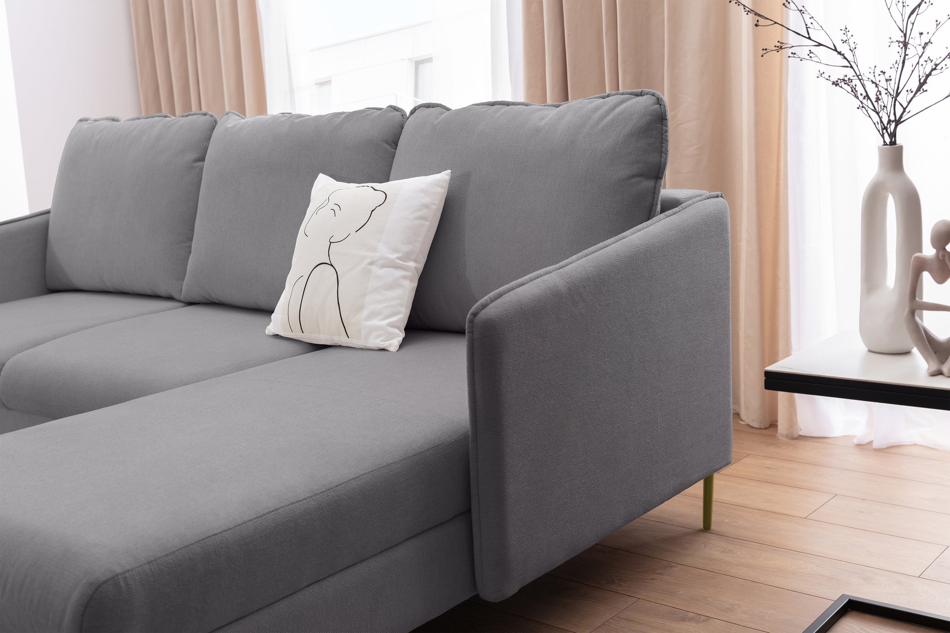 Dīvāns Tai 222/95/161 cm Loft 19/zelts kājas - N1 Home