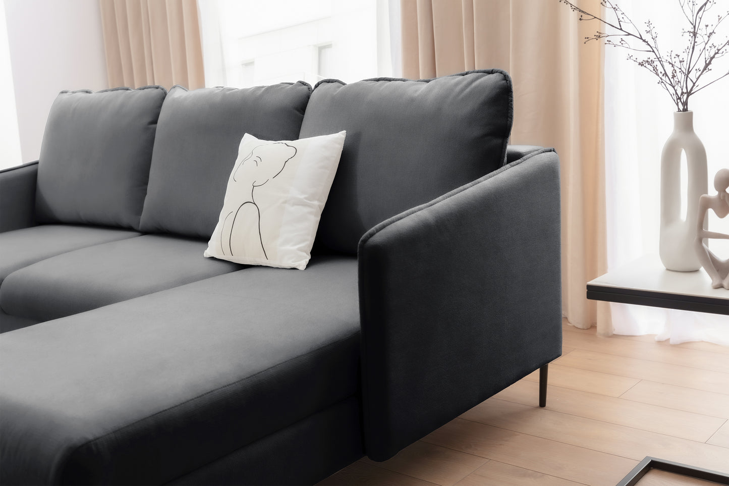 Dīvāns Tai 222/95/161 cm Velluto 18/melnas kājas - N1 Home