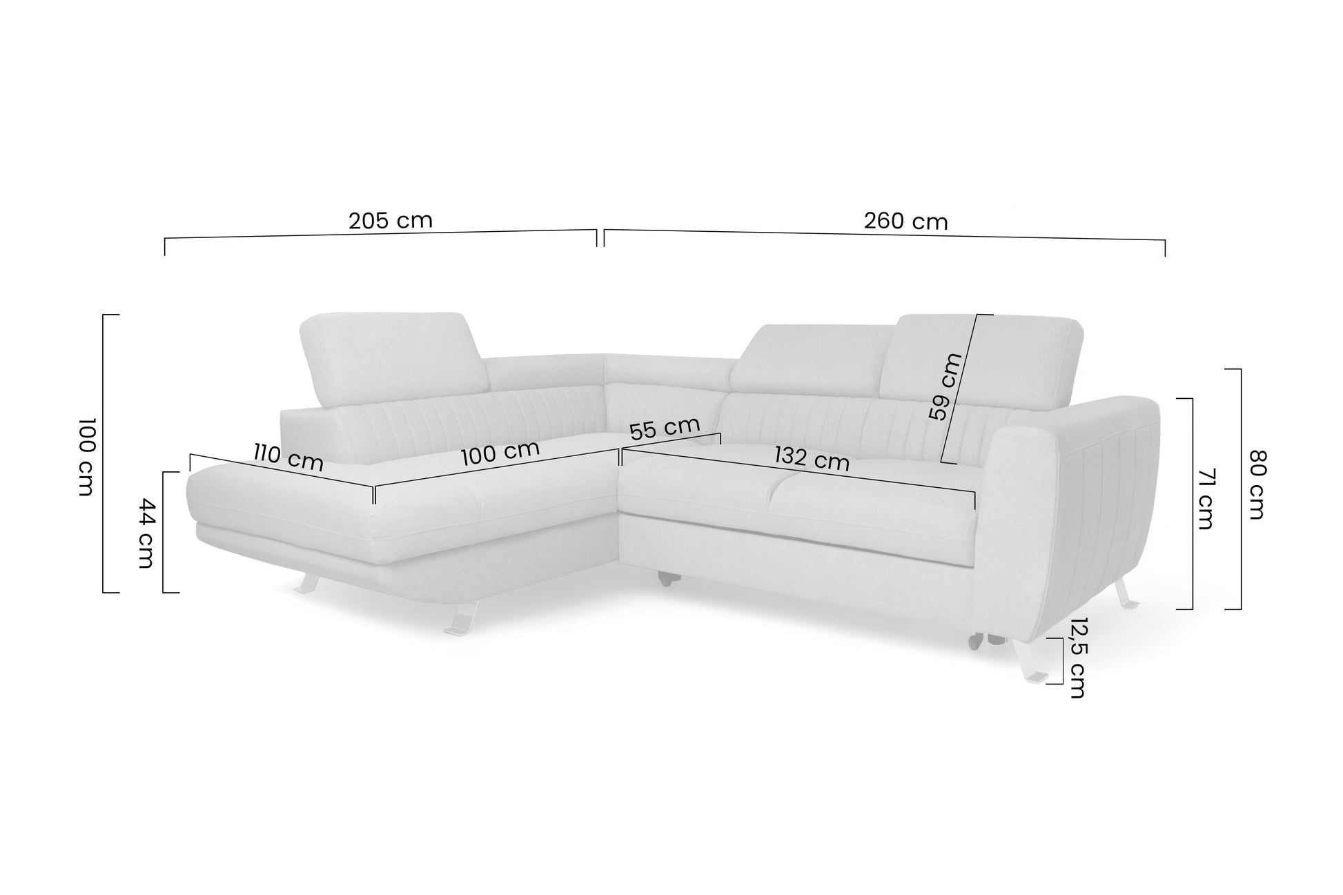 Dīvāns Zelub 270/110/205 cm Castel 04 - N1 Home