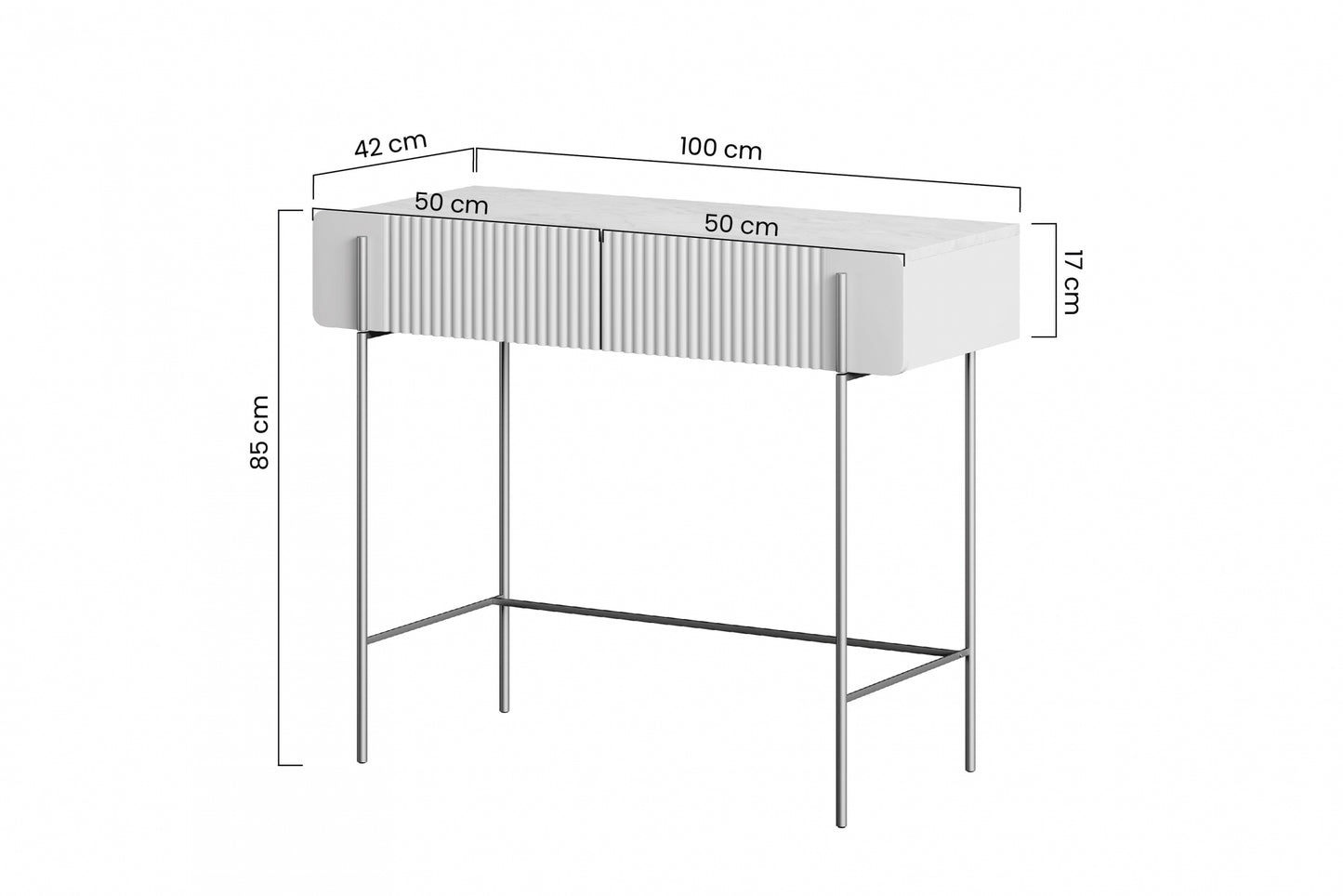 Konsole Dersi 100/85/42 cm kašmirs/melns