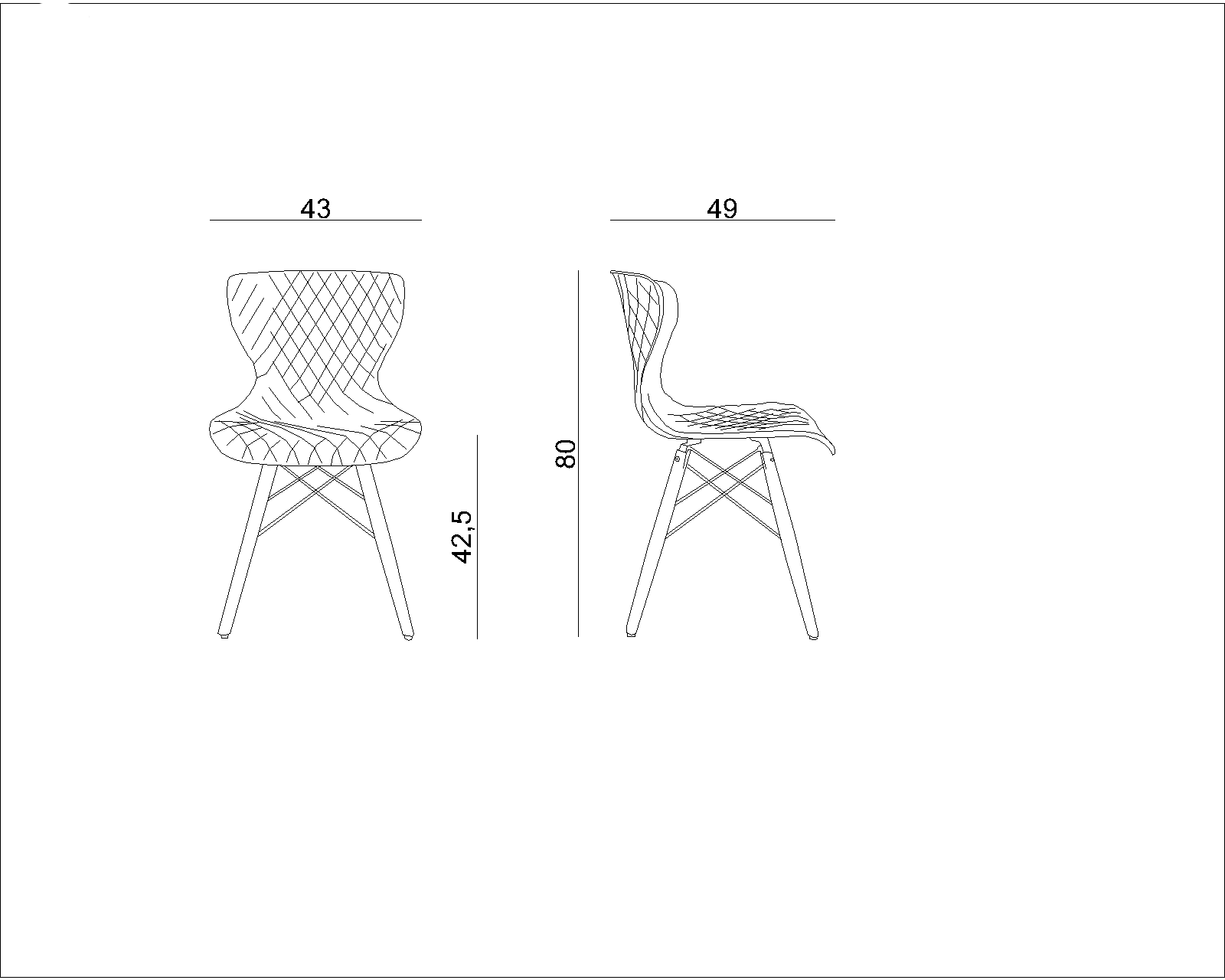 Krēsls Kube 80/43/49 cm melns - N1 Home