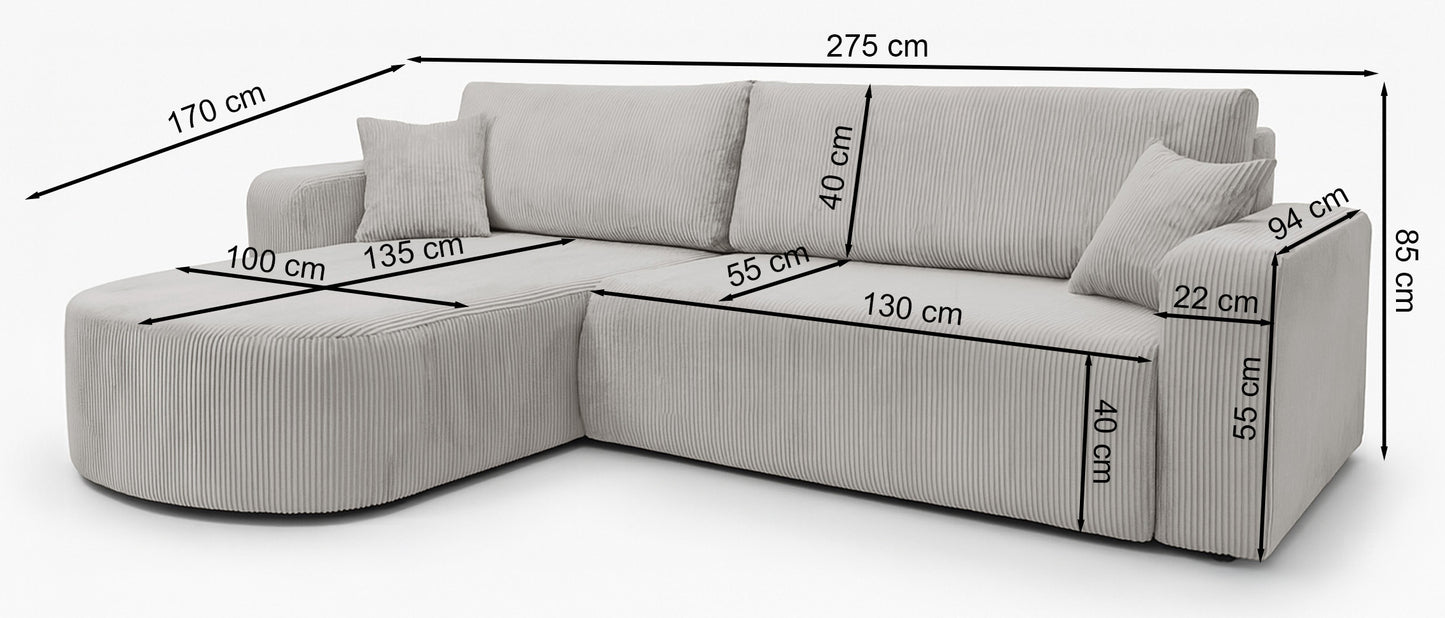 Dīvāns Teos 85/275/170 cm Poso 115 - N1 Home