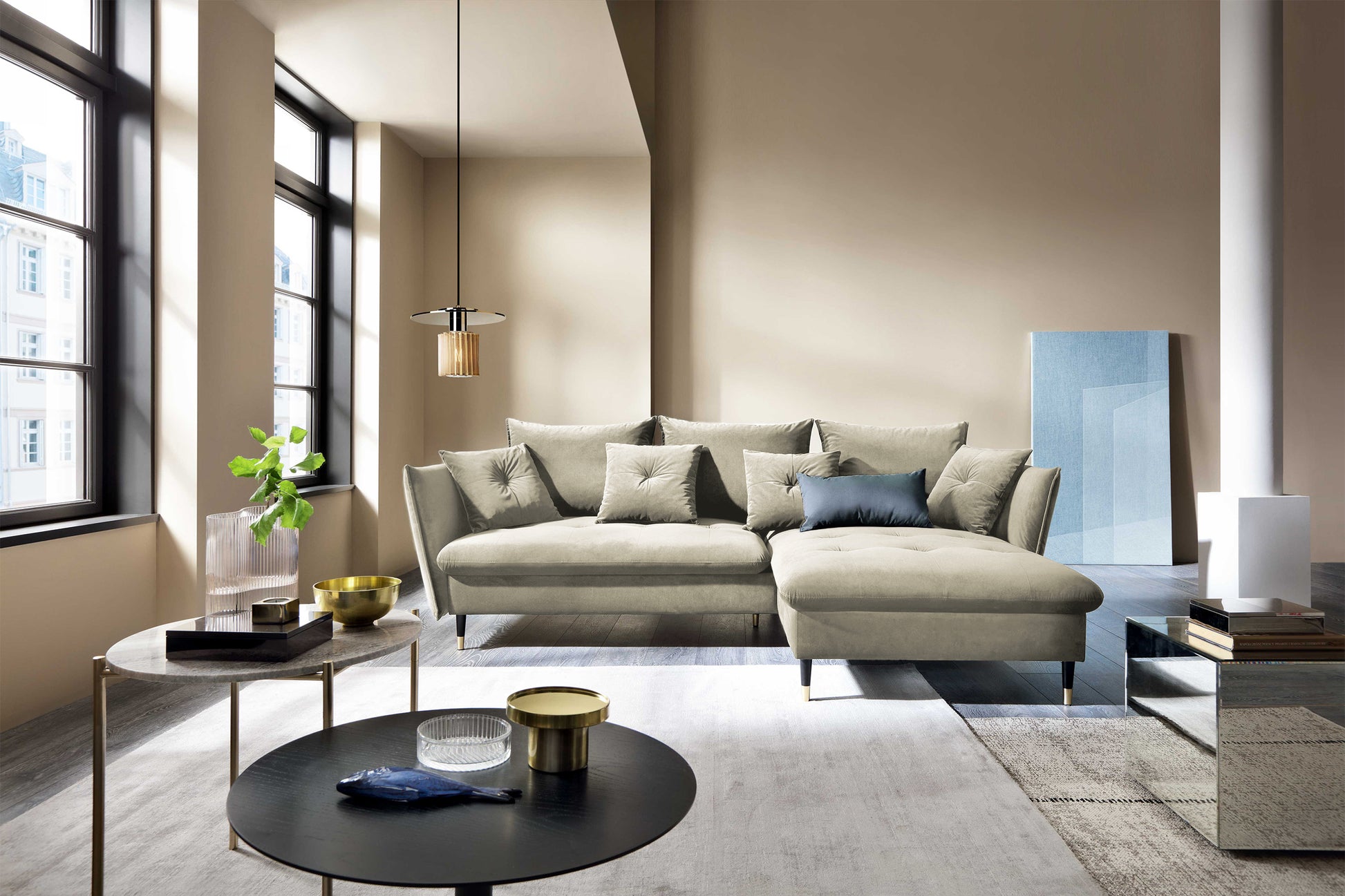 Dīvāns Bazlam 91/258/167 cm Matt Velvet 09 - N1 Home