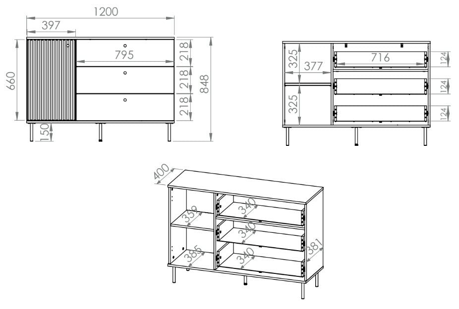 Kumode Galeto 85/120/40 cm bēšs - N1 Home