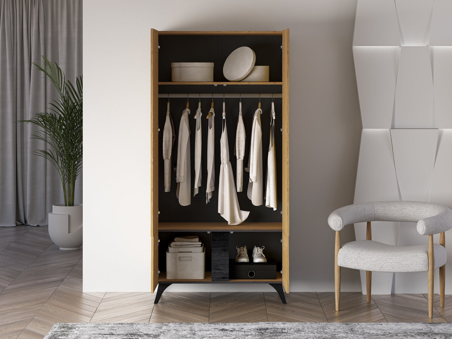 Skapis Toskana 189/57/38 cm ozols/melns