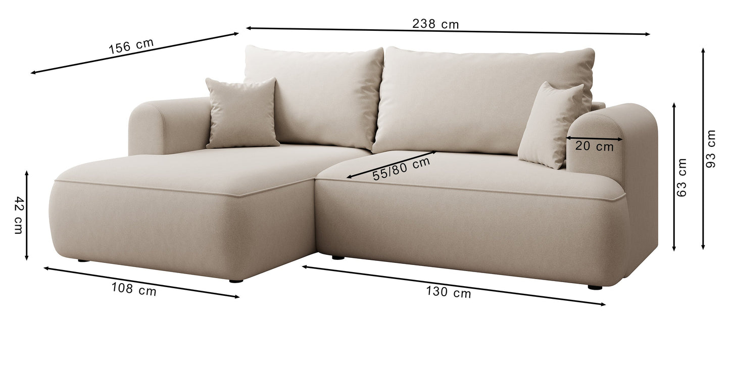Dīvāns Ovors mini 238/93/156 cm Storm 82 - N1 Home