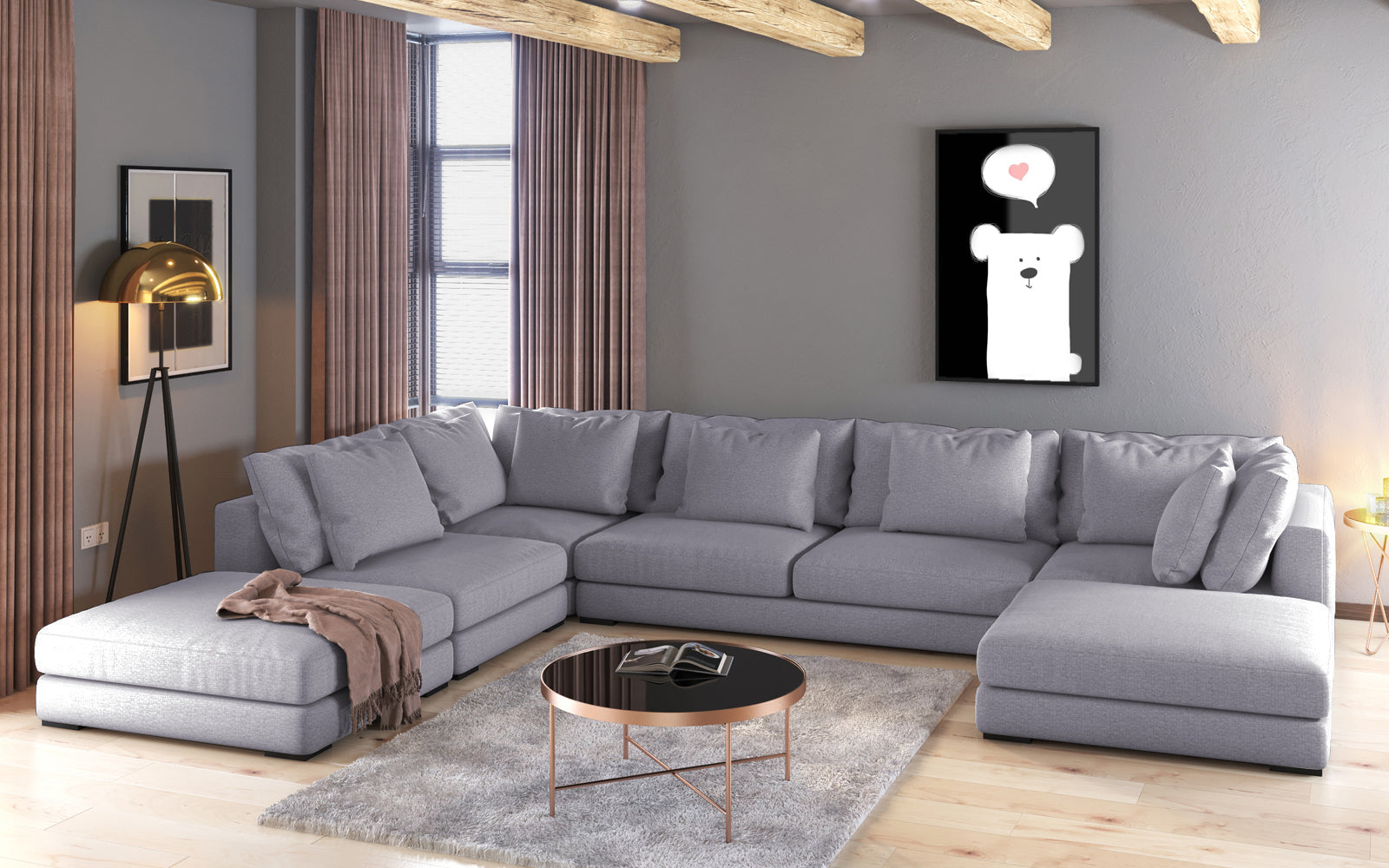 Dīvāna Milia U 87/429/307 cm Storm 90 - N1 Home