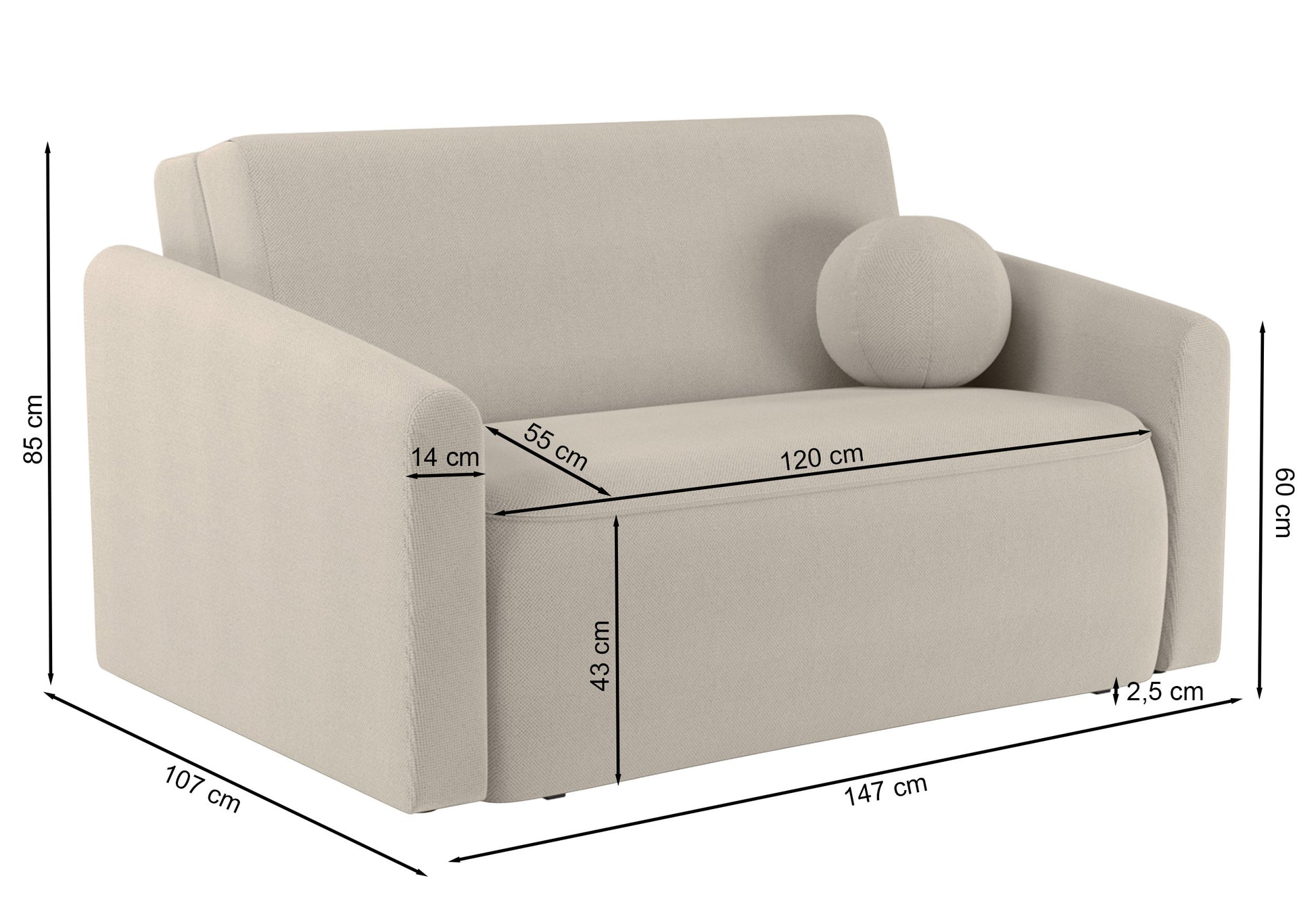 Dīvāns Poppi 85/147/107 cm Curio 70 - N1 Home