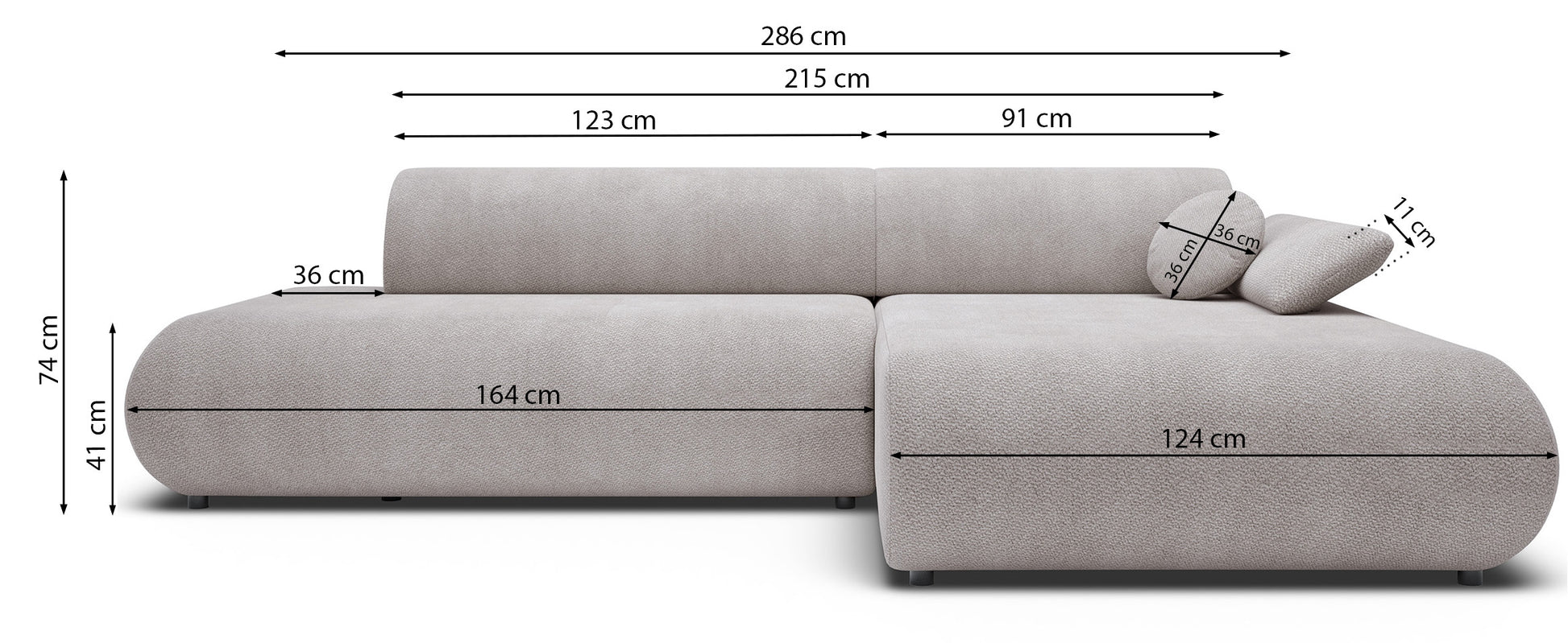 Dīvāns Armon 74/286/173 cm Vinci 75 - N1 Home