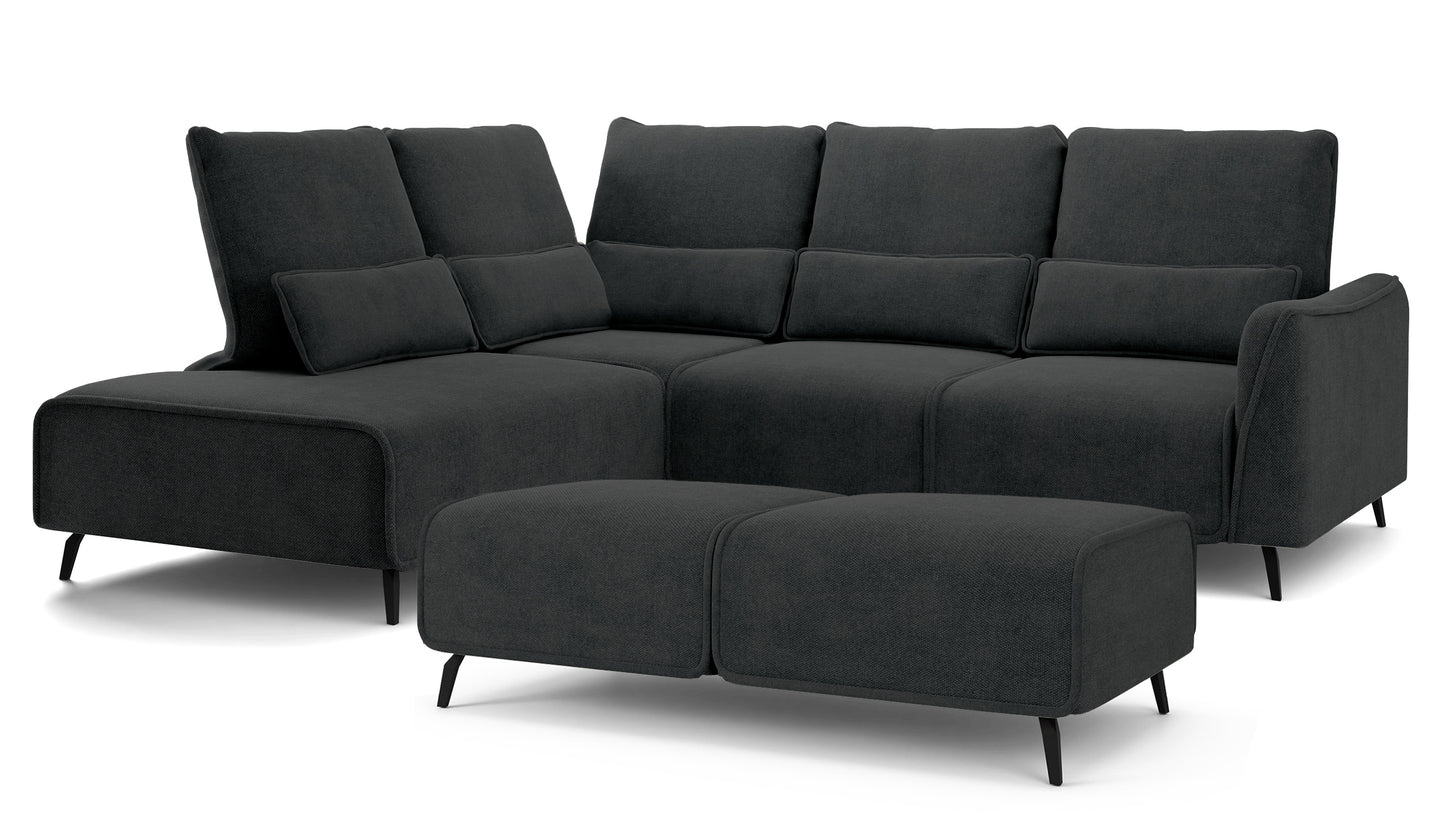 Dīvāns ar pufu Ruma 94/260/208 cm Storm 99 - N1 Home