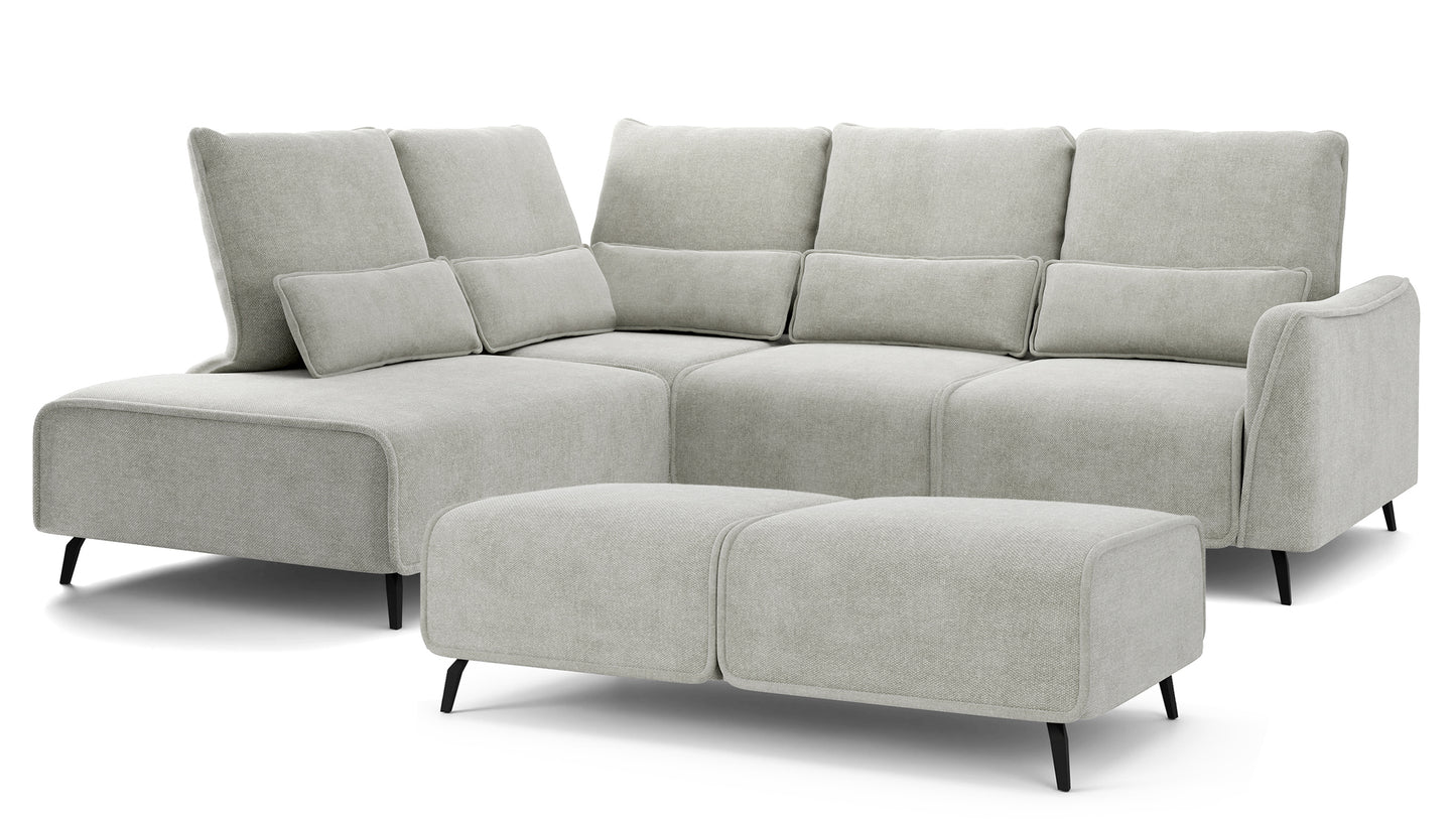 Dīvāns ar pufu Ruma 94/260/208 cm Storm 85 - N1 Home