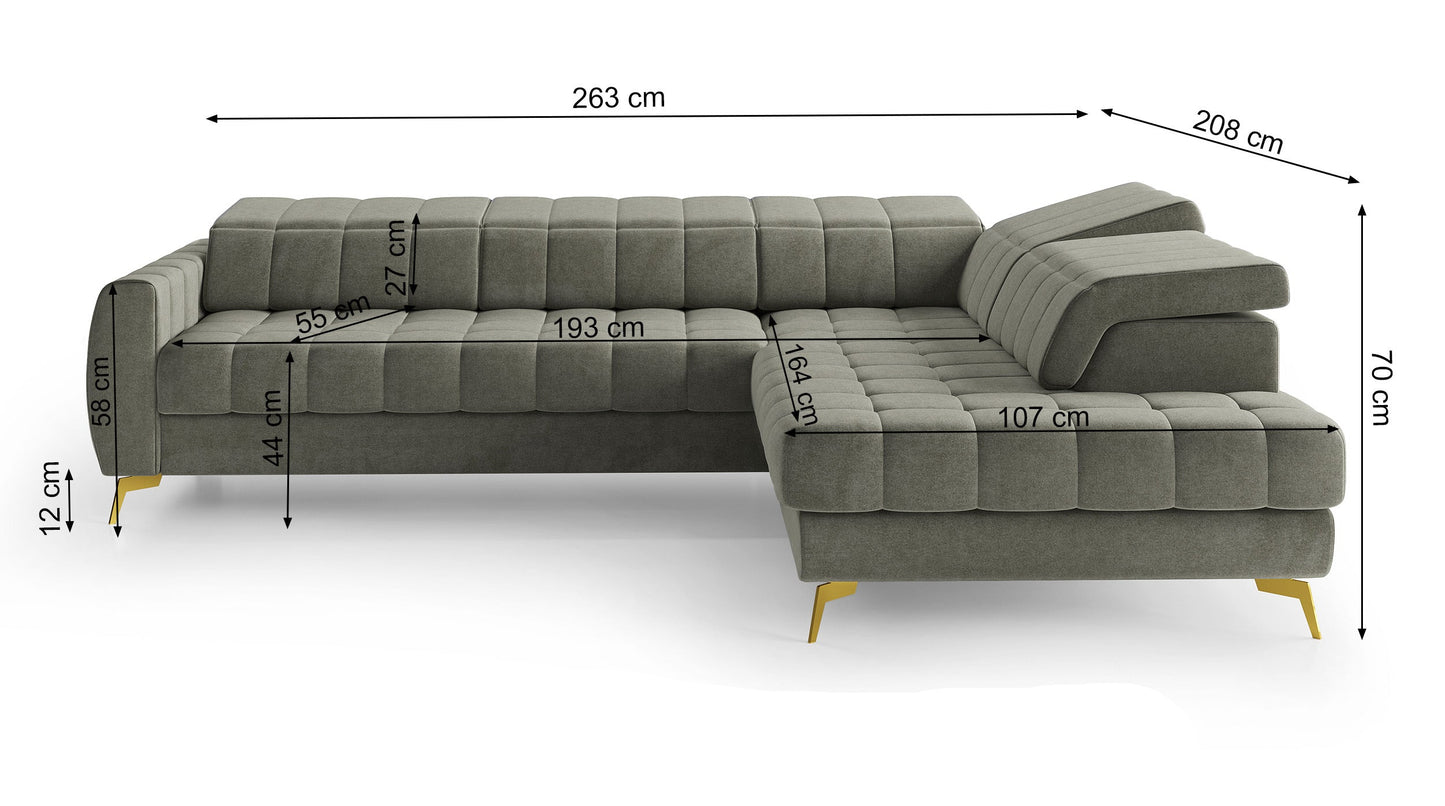 Dīvāns Perso 70/263/208 cm Castel 39 - N1 Home
