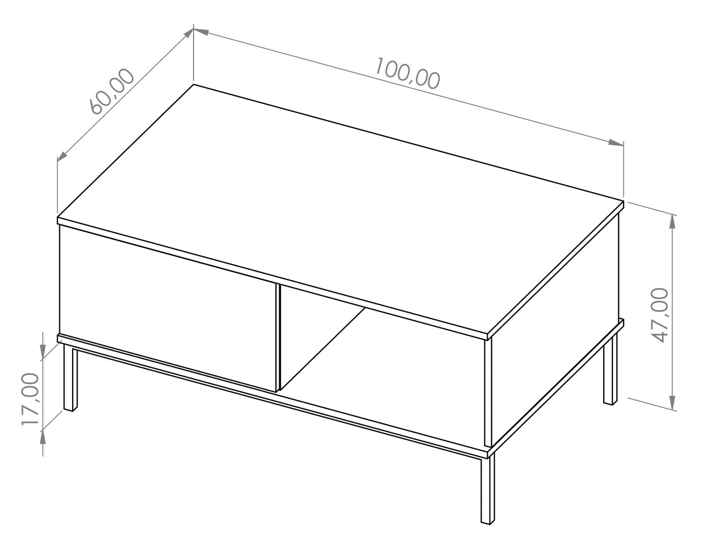 Kafijas galds Polka 47/100/60 cm melns - N1 Home