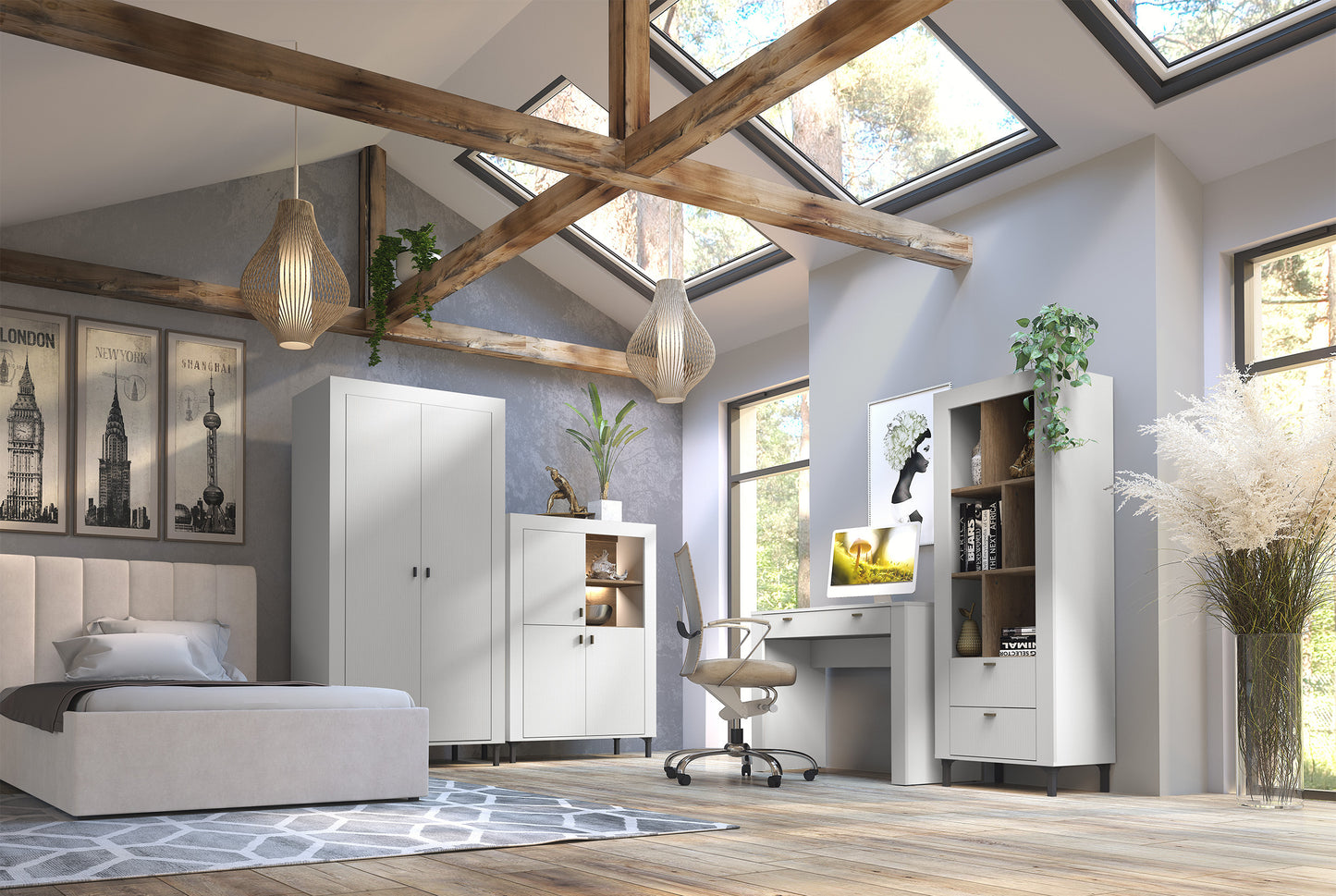 Skapis Lamos 55/153/38 cm balts/melns