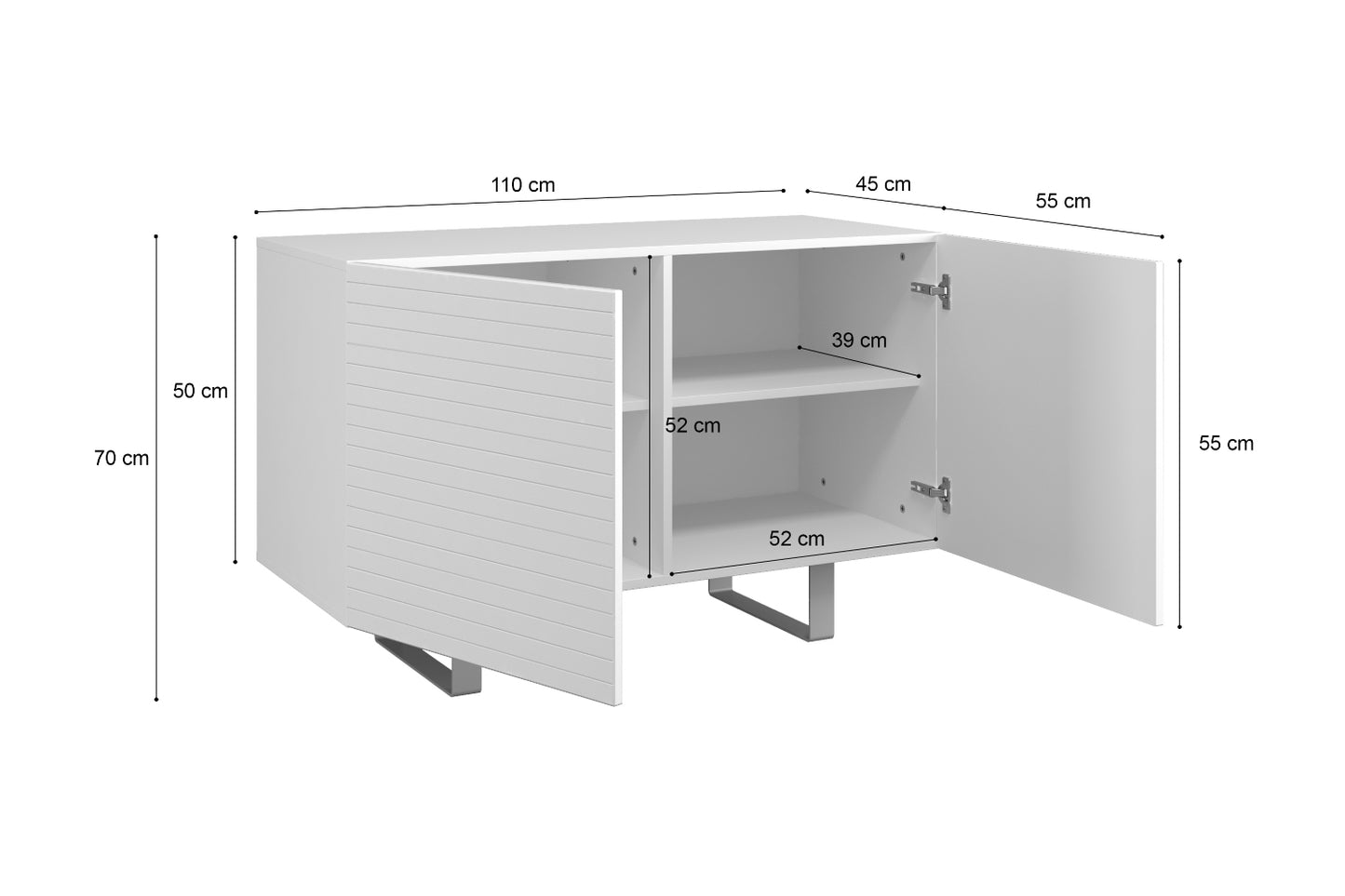 Kumode Gontal 110/70/45 cm melns/balts