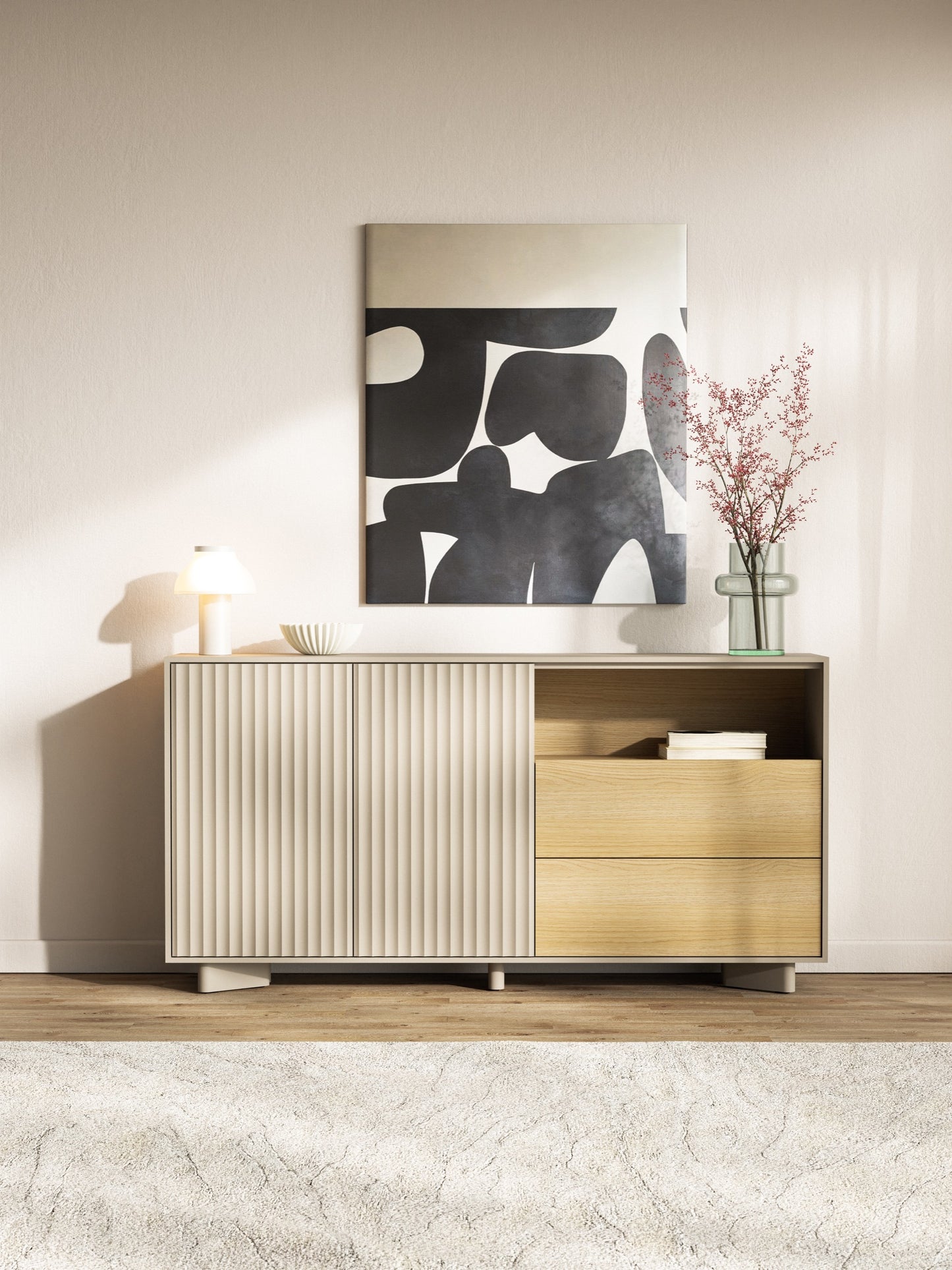 Kumode Distri Riffle 156/80/35 cm Vičencas ozols/kašmirs