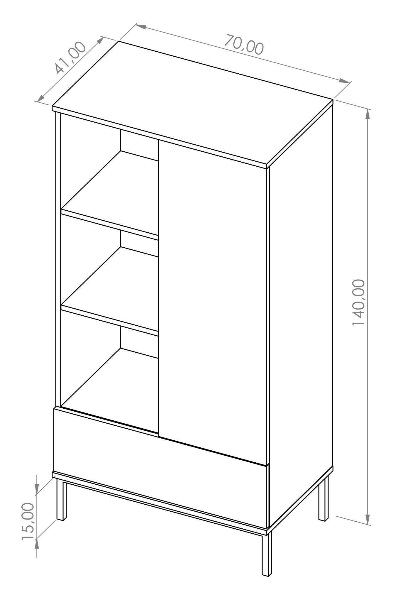 Skapis Polka 140/70/41 cm balts - N1 Home