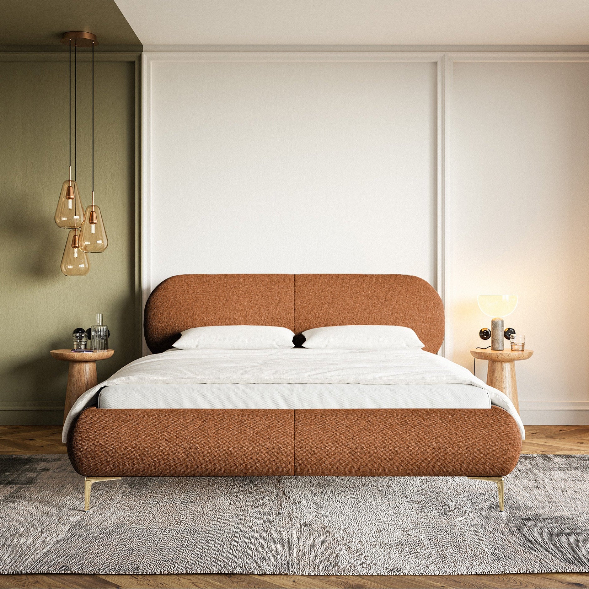 Gulta Valeo 140/160/180x 200 cm Toronto 06 (Lech), zelta kājas - N1 Home