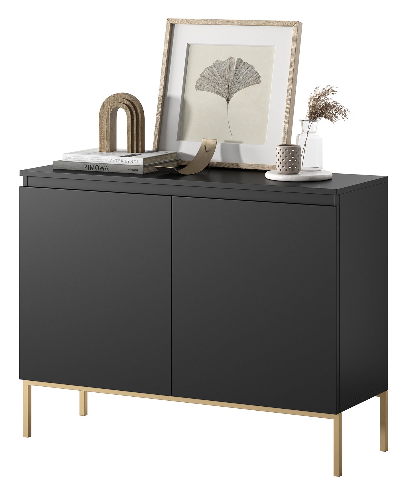 Kumode Bommo 100/77/35 cm melns/zelts