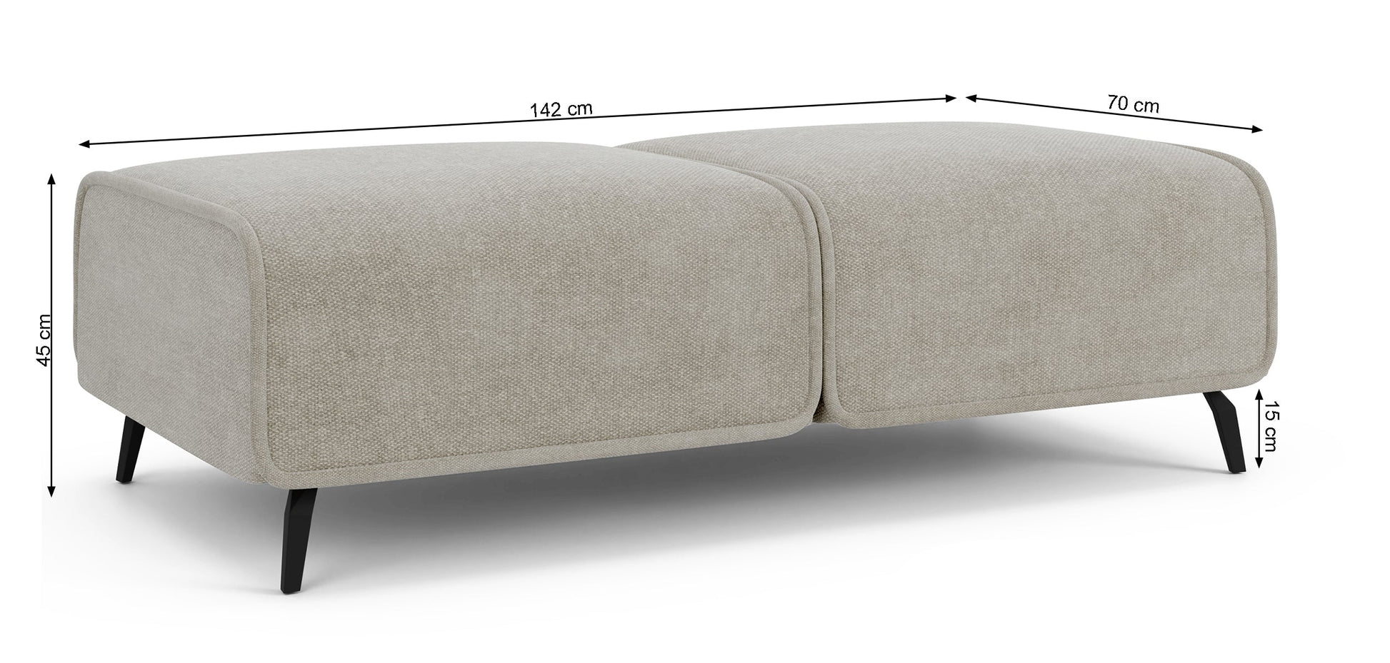 Dīvāns ar pufu Ruma 94/260/208 cm Storm 99 - N1 Home