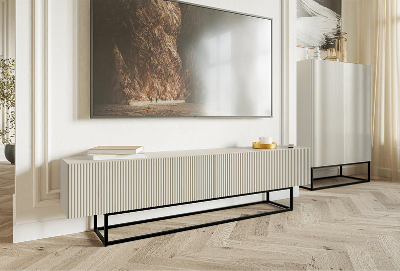 TV skapis Velda 175/46/31 cm bēšs/melns - N1 Home