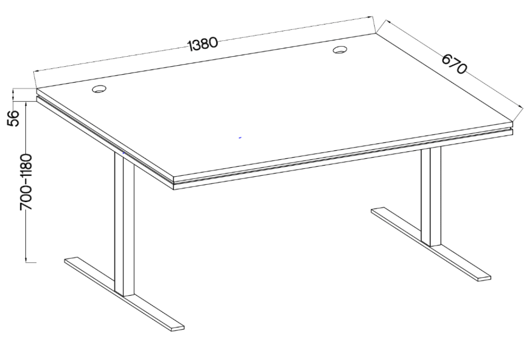 Biroja galds Stun 138/67/70-118 cm pelēks - N1 Home