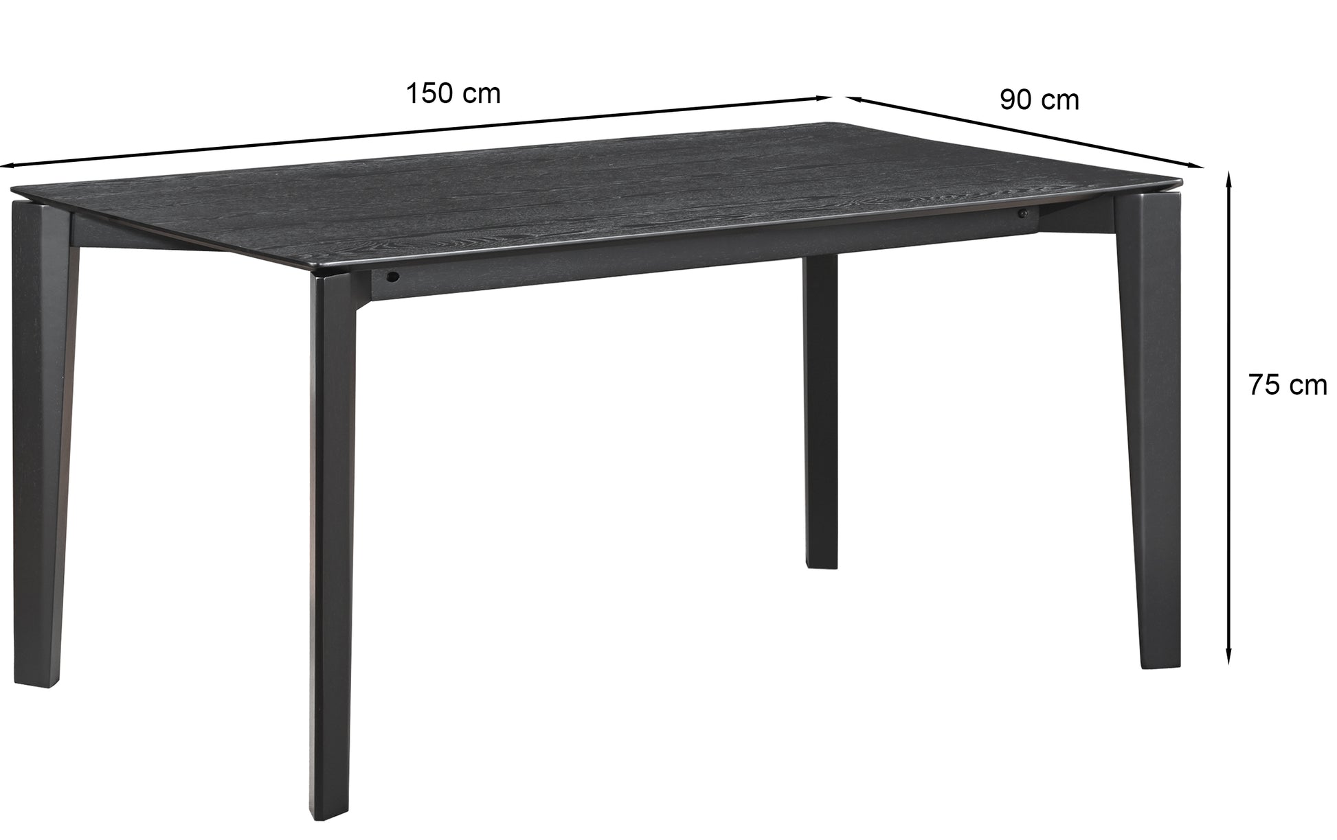 Galds Lumi 75/150/90 cm melns ozols - N1 Home