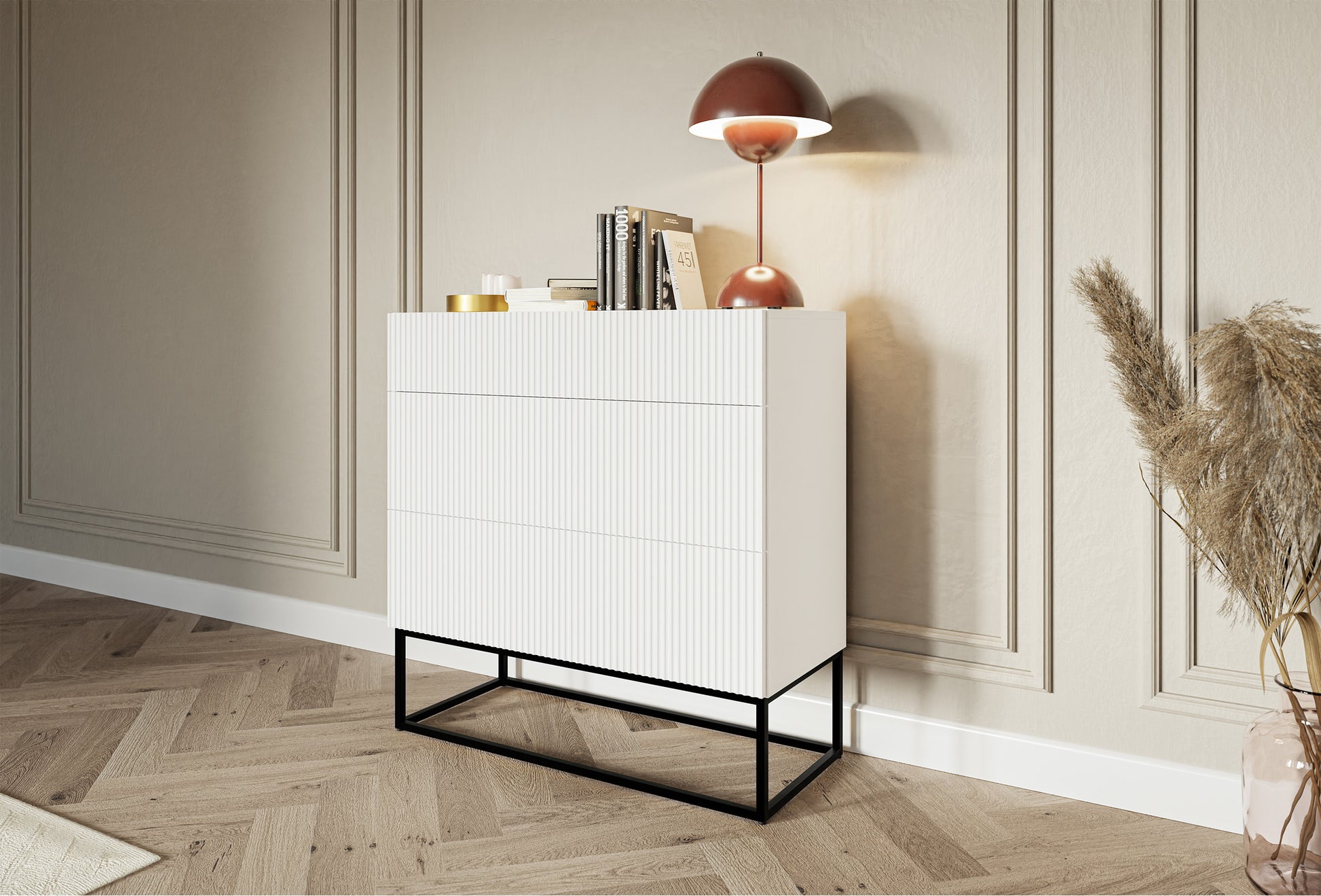 Kumode Velda 90/90/38 cm balts/melns - N1 Home