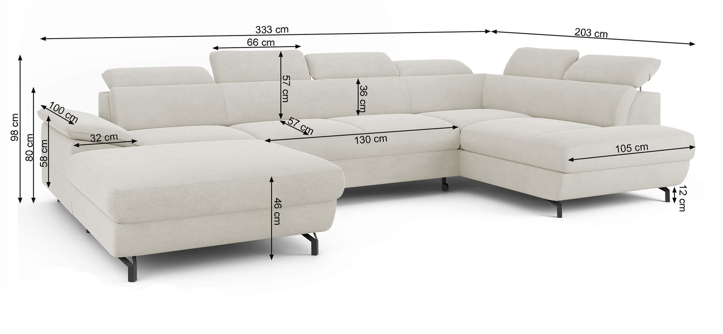Dīvāns Lamigo U 80/333/203 cm Castel 39